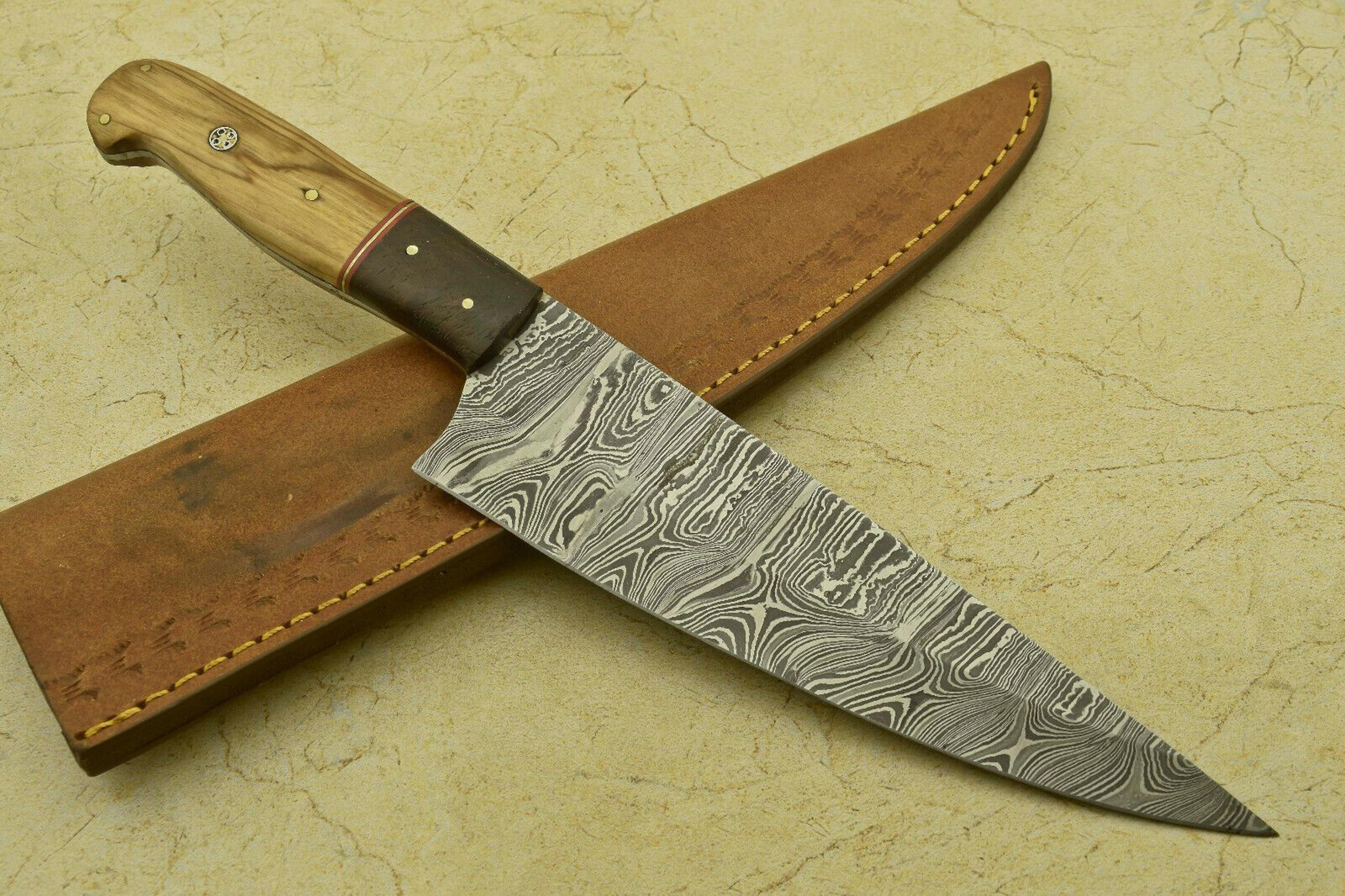 custom handmade damascus fillet knife | forged steel chef knife with pakka wood handle