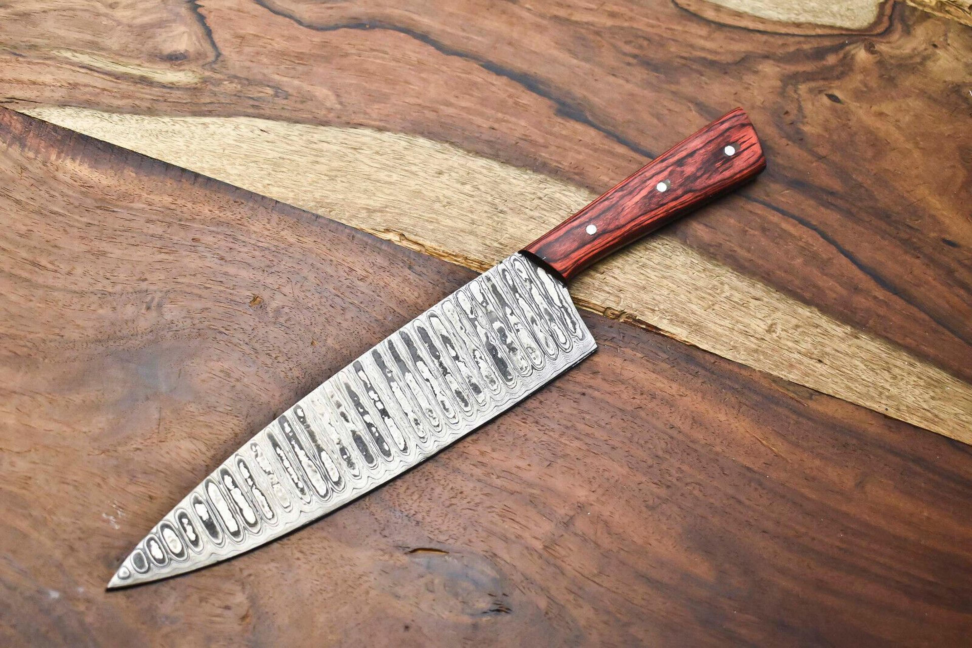 hand forged damascus steel knife | 12" full tang fillet knife for kitchen & outdoor use