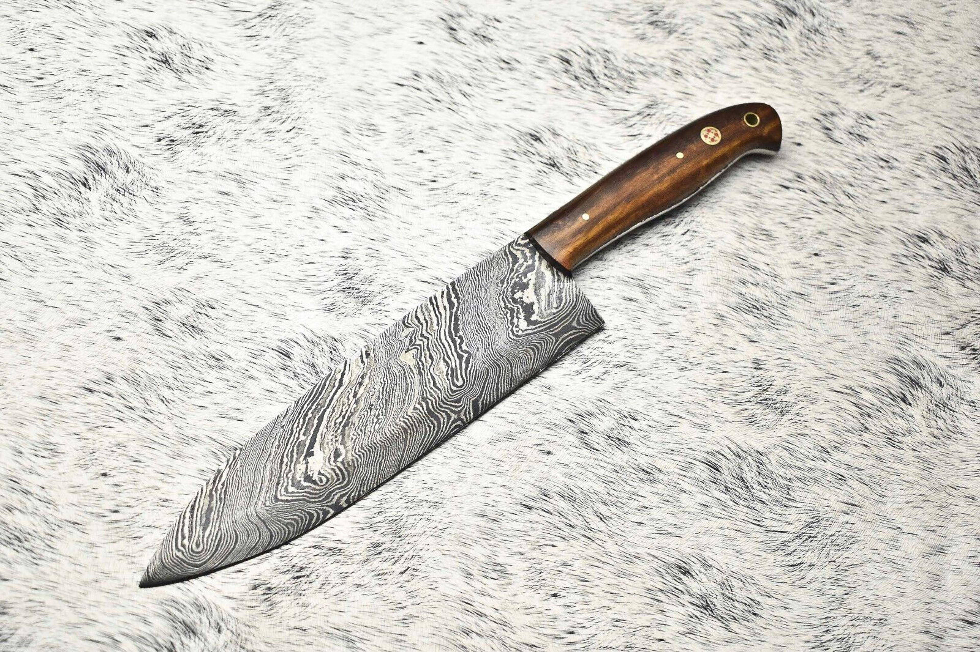 damascus fillet knife | handmade chef knife with stunning blade pattern