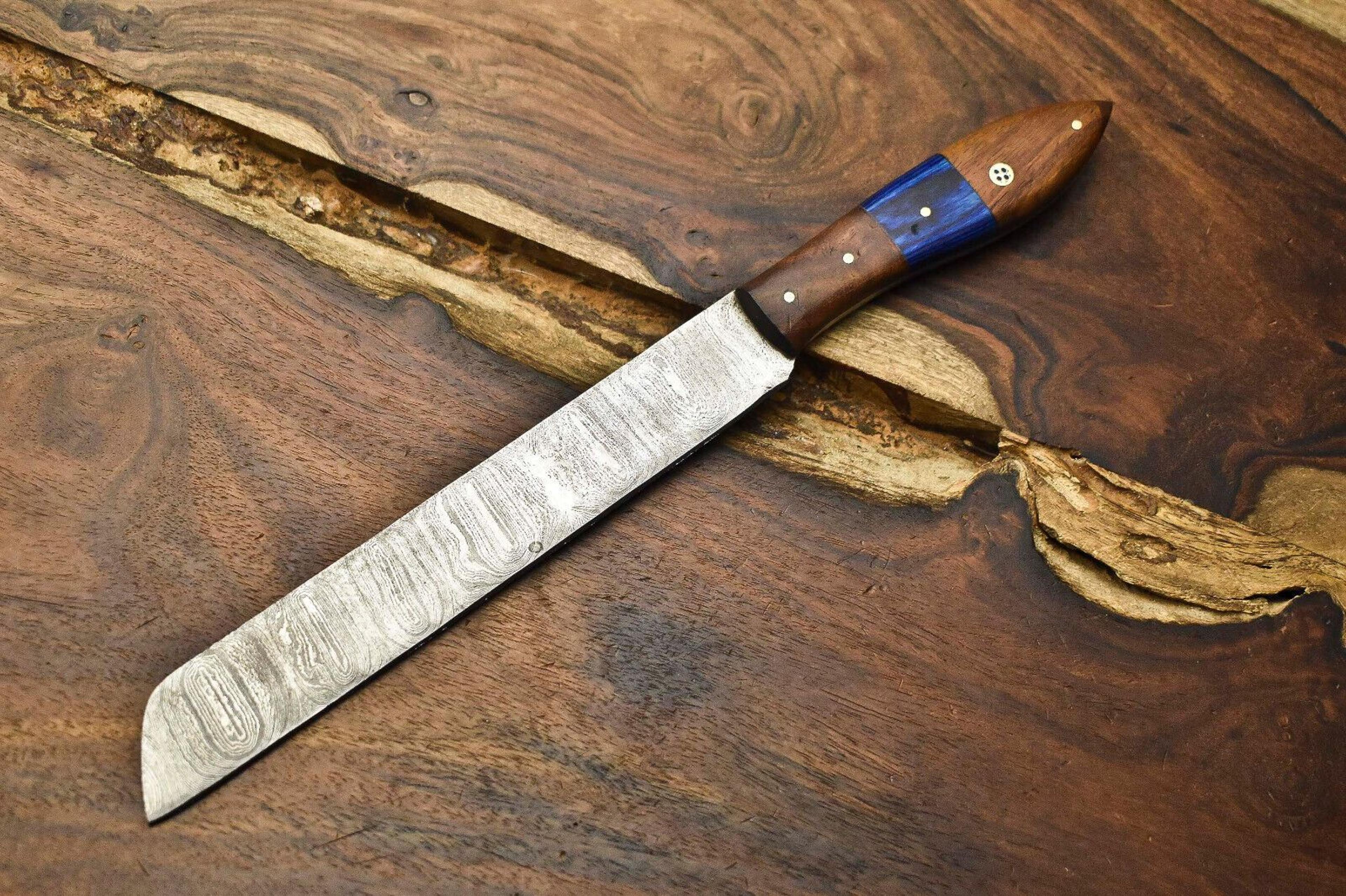 handmade damascus fillet knife | forged steel chef knife with wooden handle