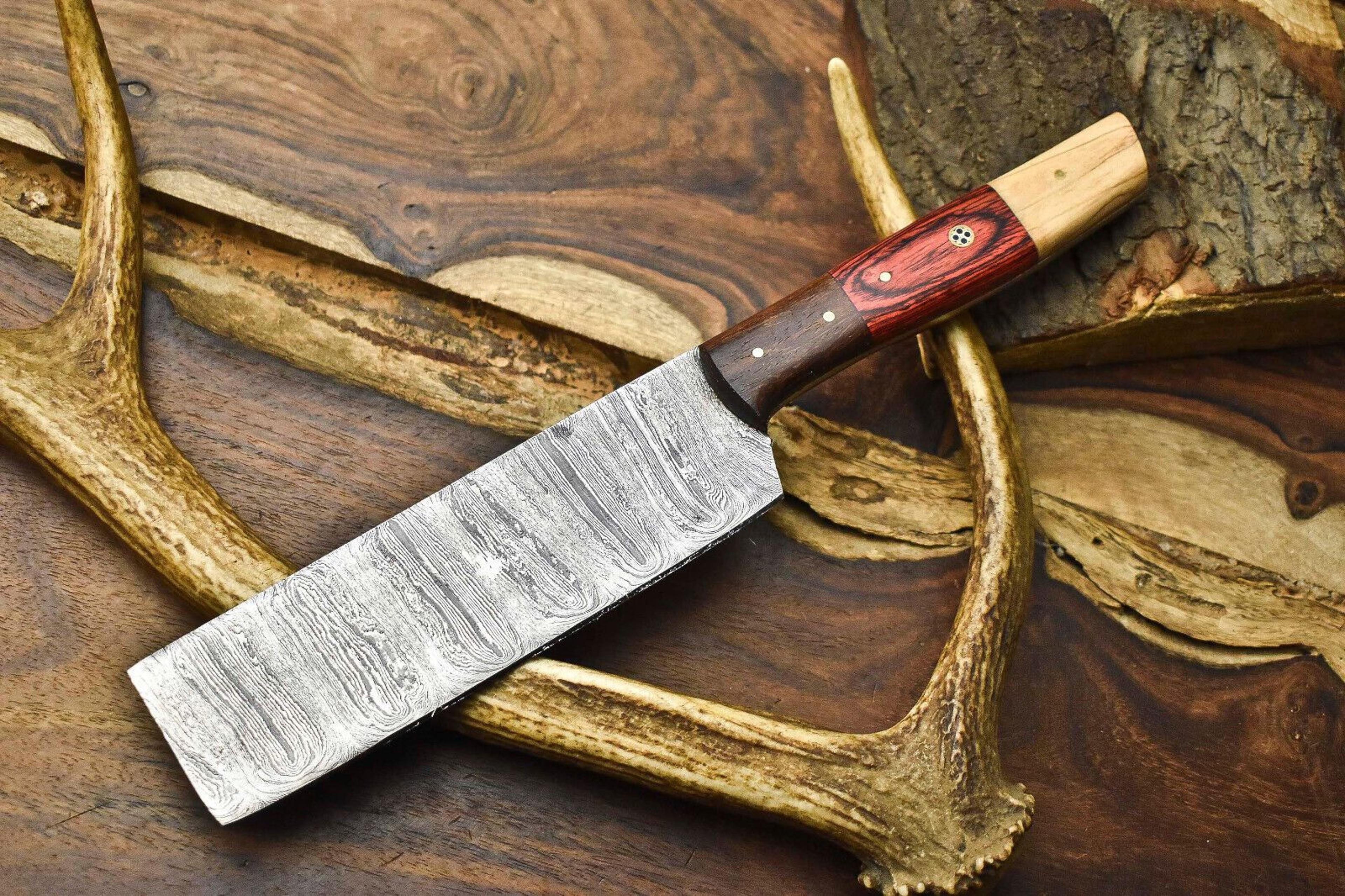 premium handmade 12" damascus chef knife – real forged damascus blade