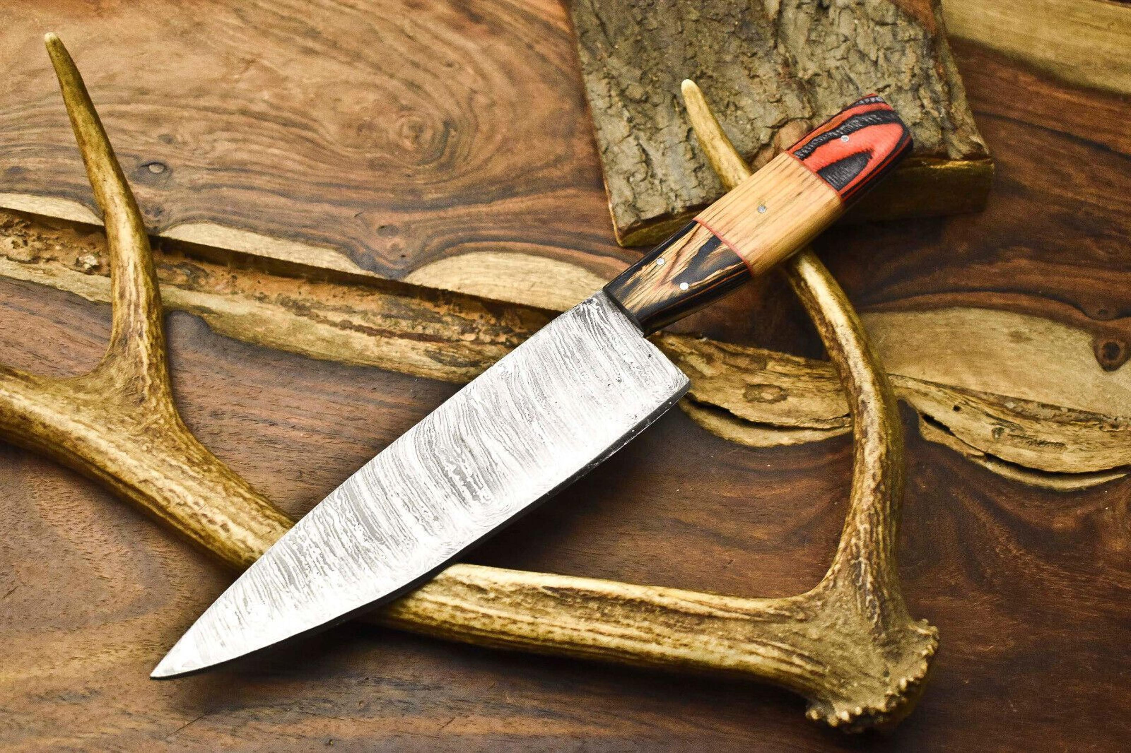 12 inch damascus kitchen knife | handmade full tang blade for professional use
