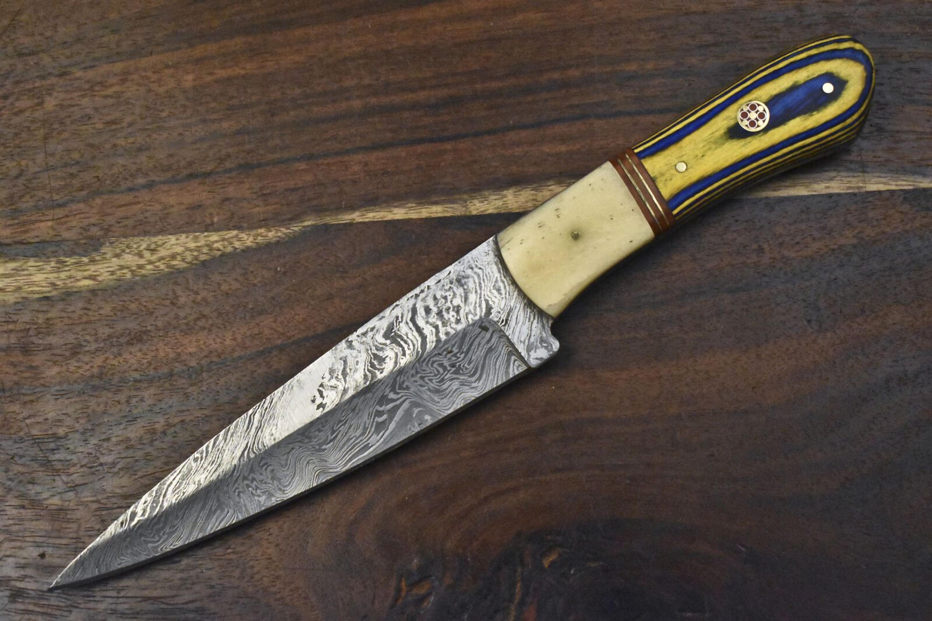 custom hand forged damascus chef knife | twist pattern, hardwood grip, full tang design