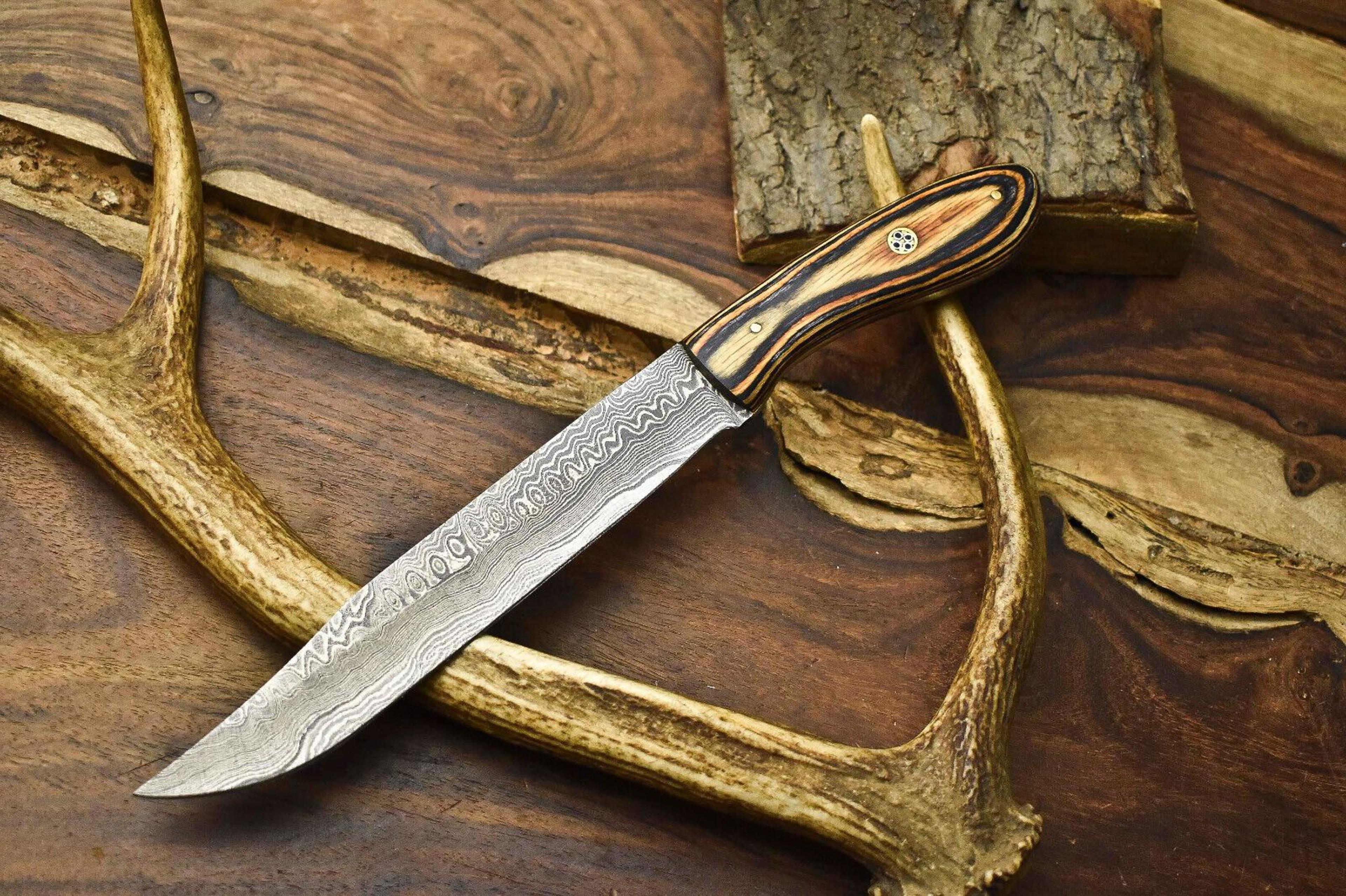 12" artisan handmade twist damascus steel chef knife – full tang, rare gift knife