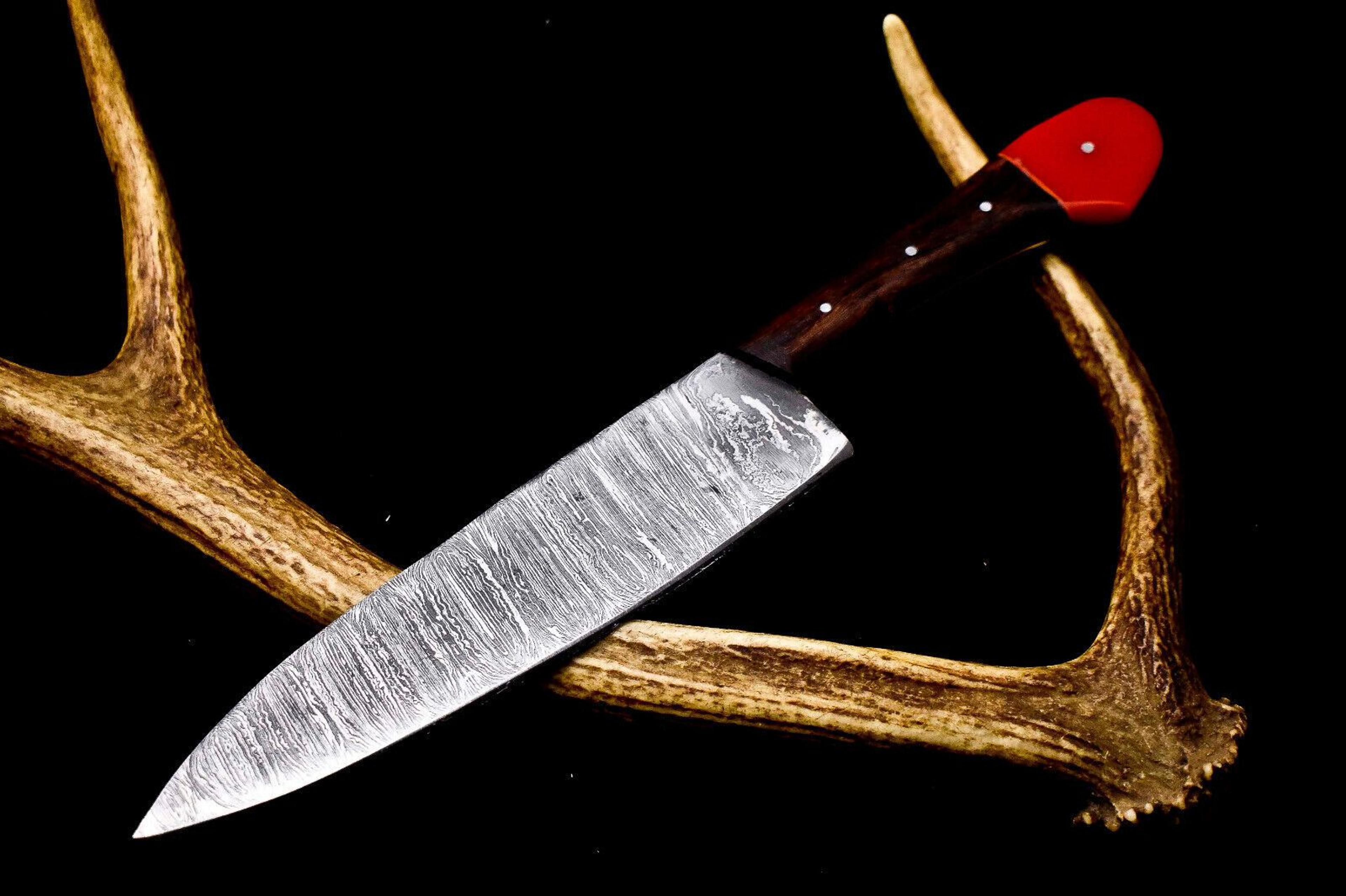 hand forged 12" twist damascus chef knife – hardwood handle, gift for him/her