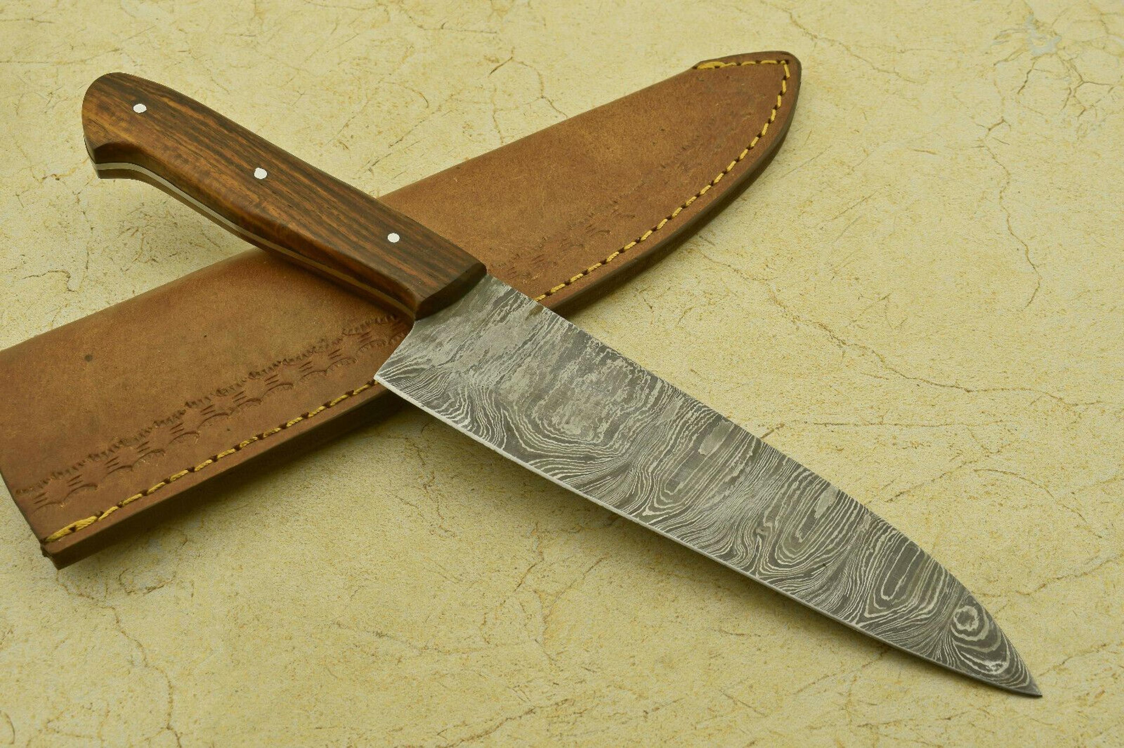 artisan hand forged damascus steel chef knife | 11.75" kitchen knife with wooden handle