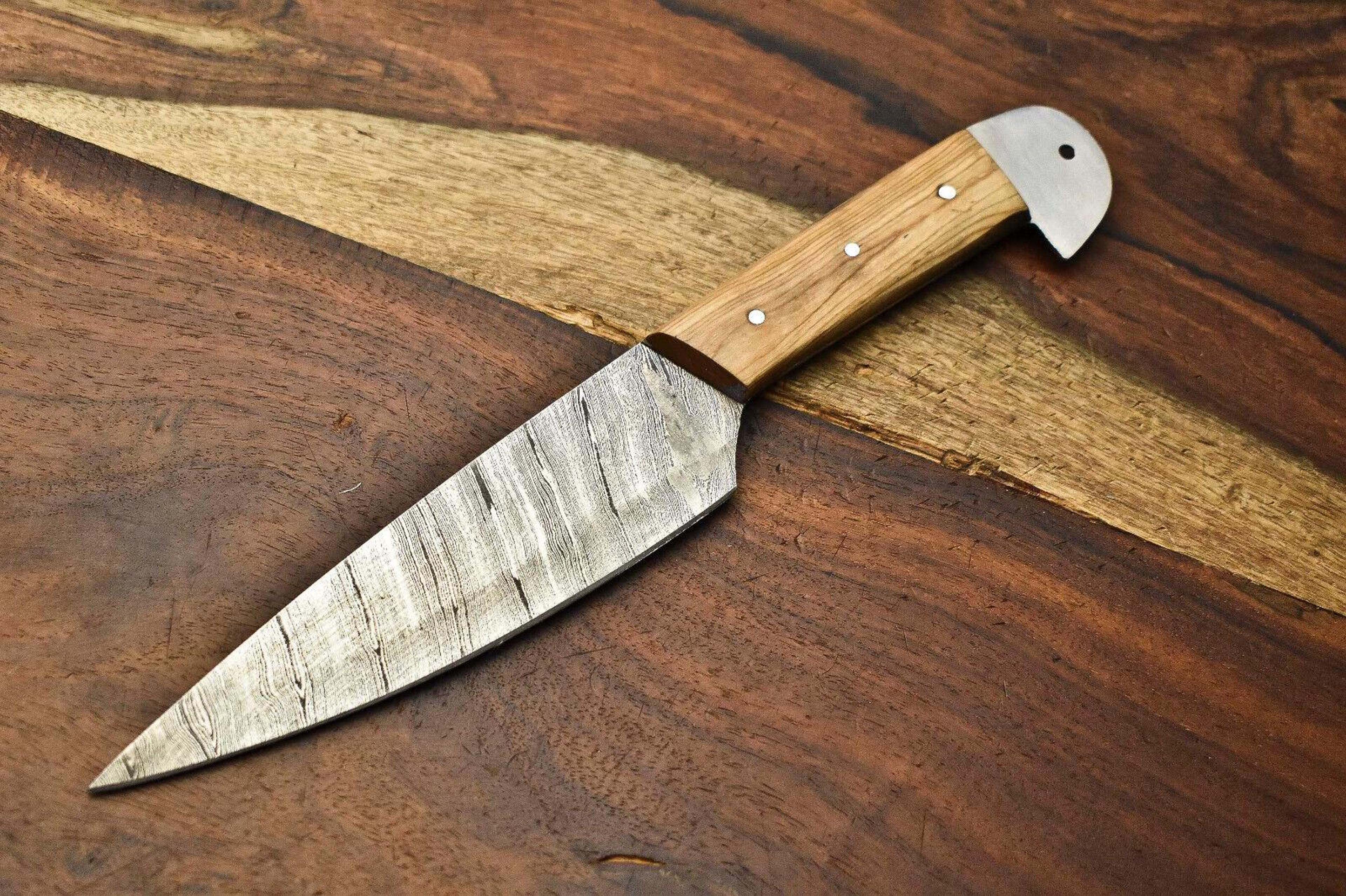 hand forged damascus steel chef knife | 10.00" kitchen knife with wooden handle