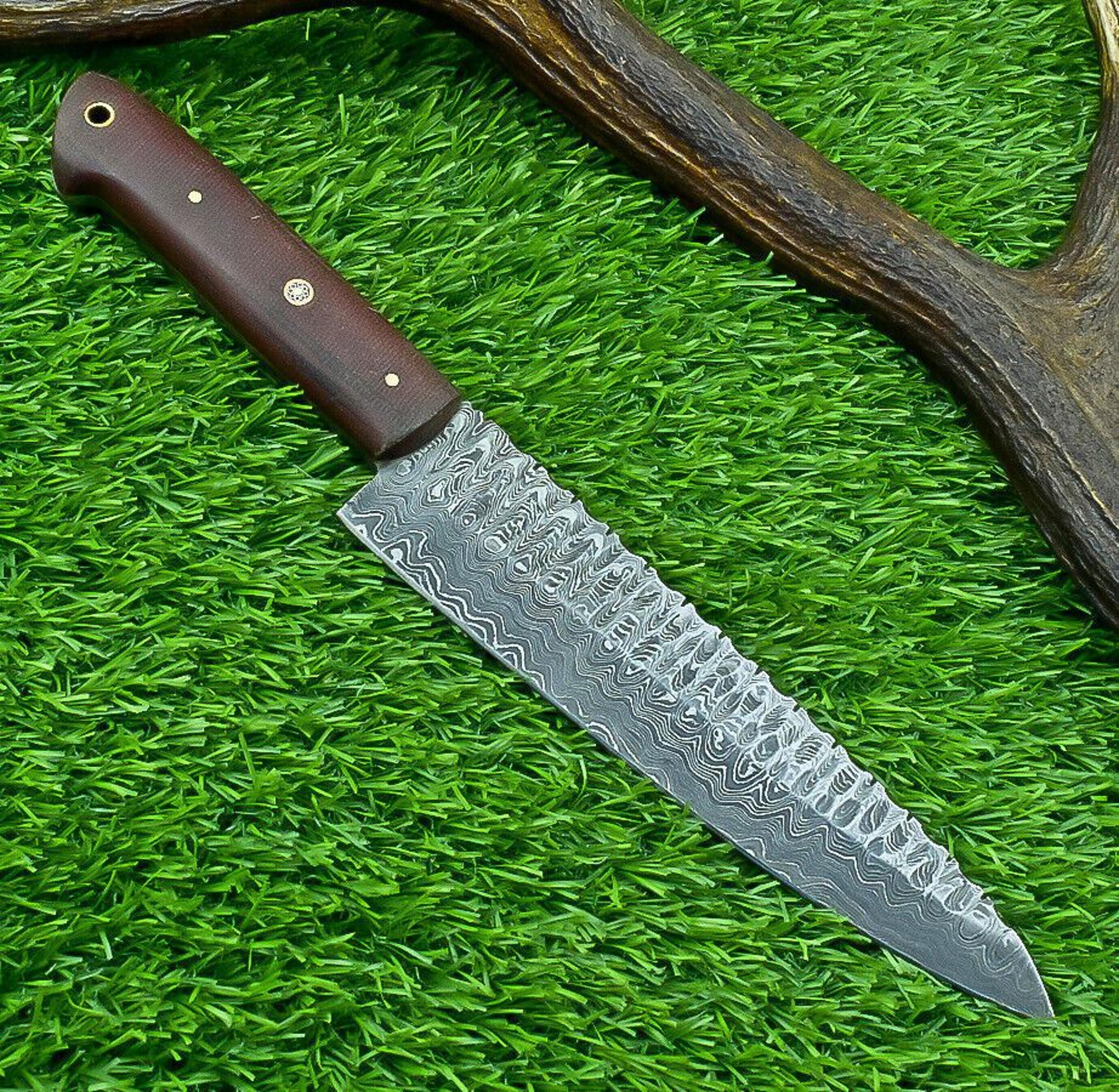 stunning hand forged damascus steel chef knife | 11.5" custom handmade kitchen knife