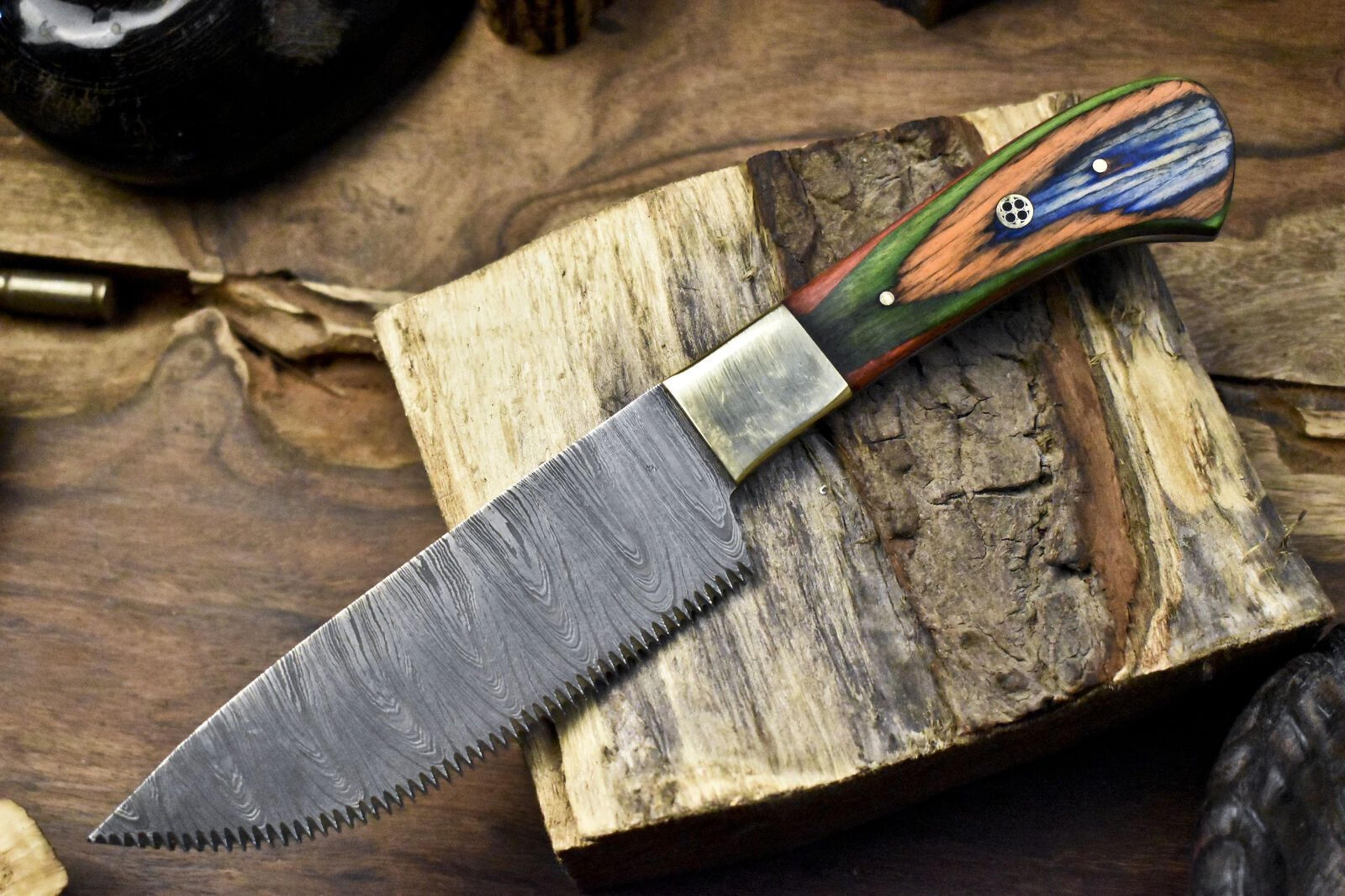 custom handmade damascus chef knife | professional kitchen knife with natural wood handle