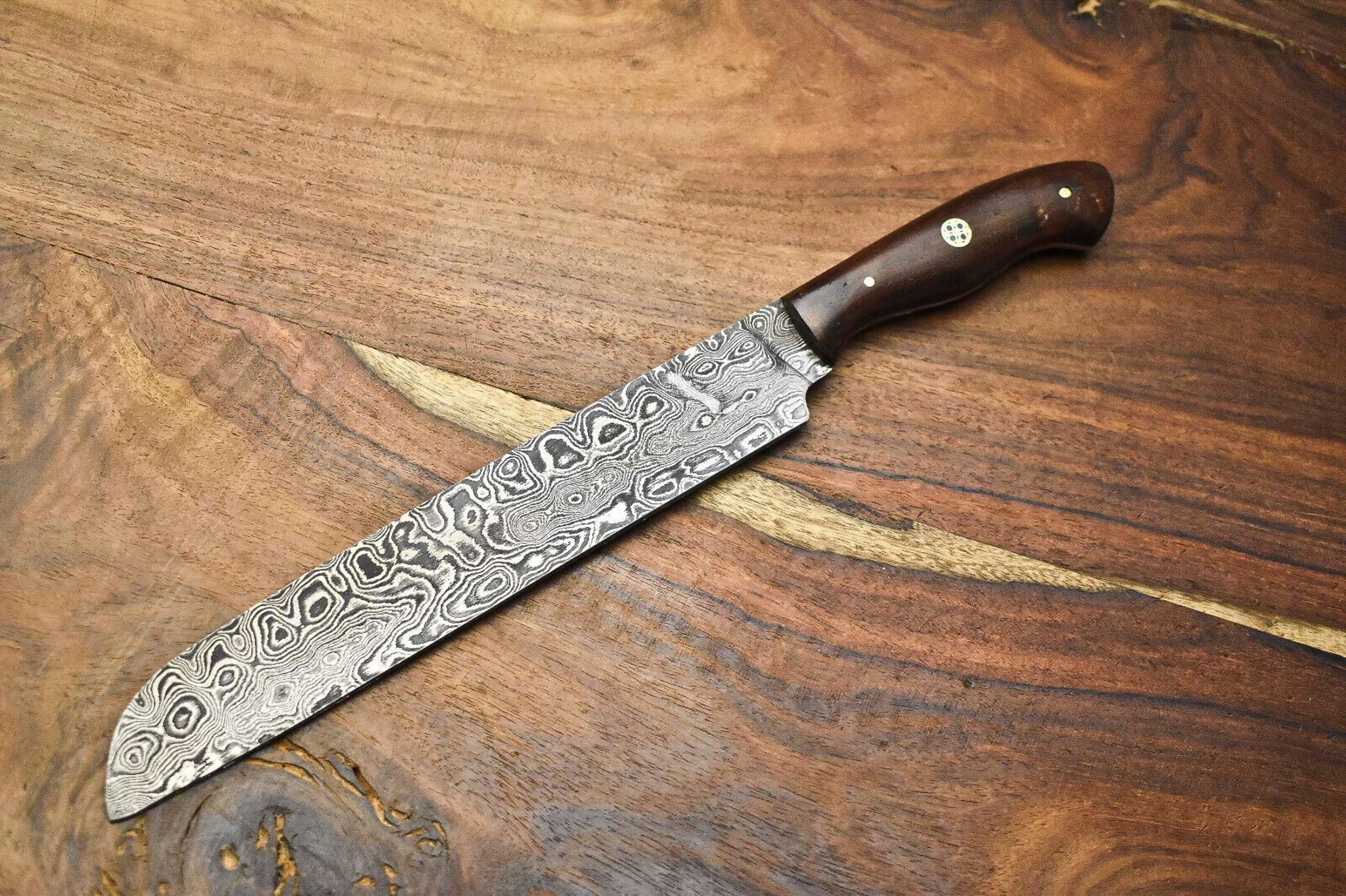 hand forged 12" damascus steel chef knife | custom kitchen knife for professional chefs
