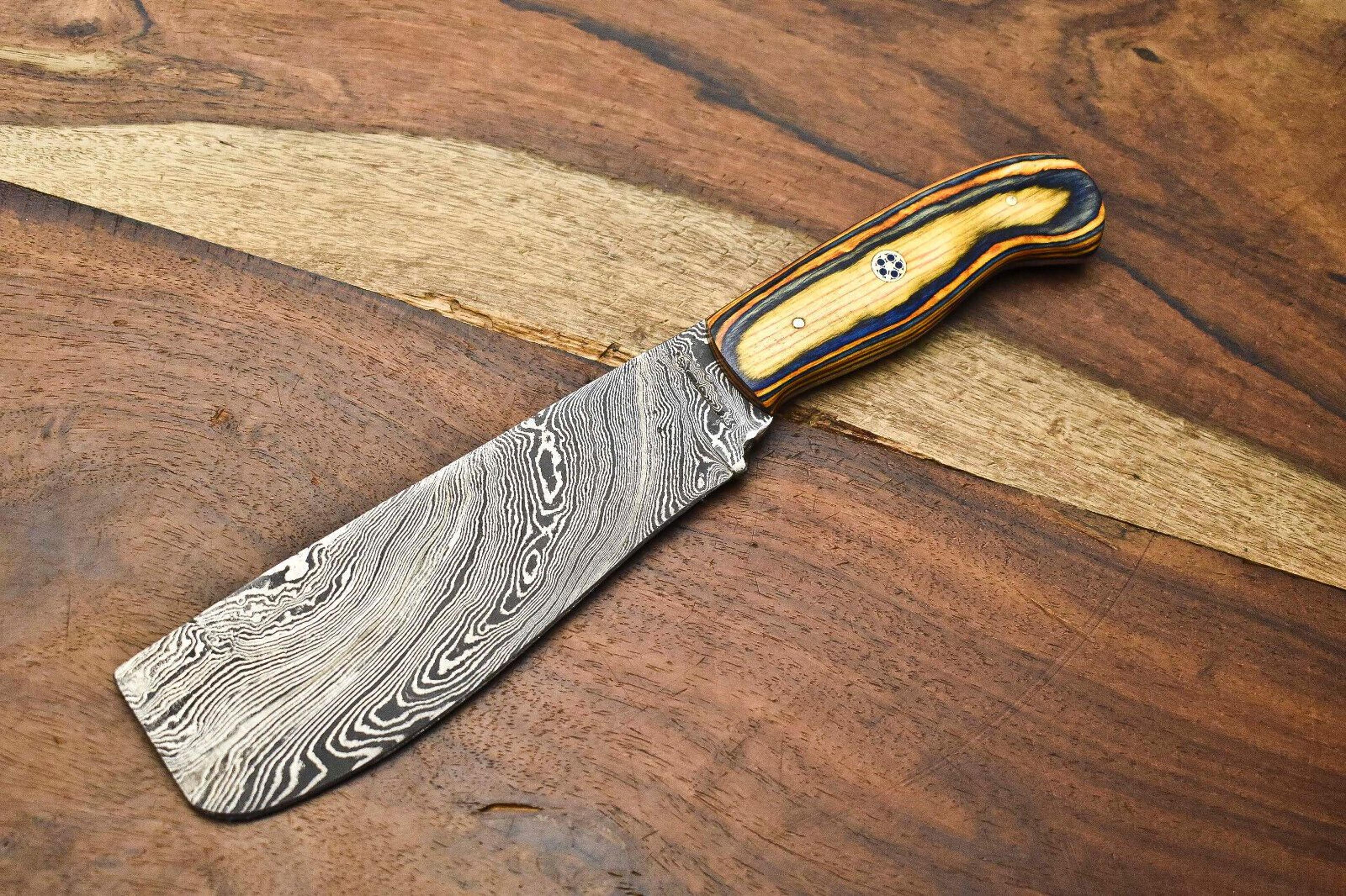 12" handcrafted damascus steel kitchen knife | premium chef knife with brass bolster