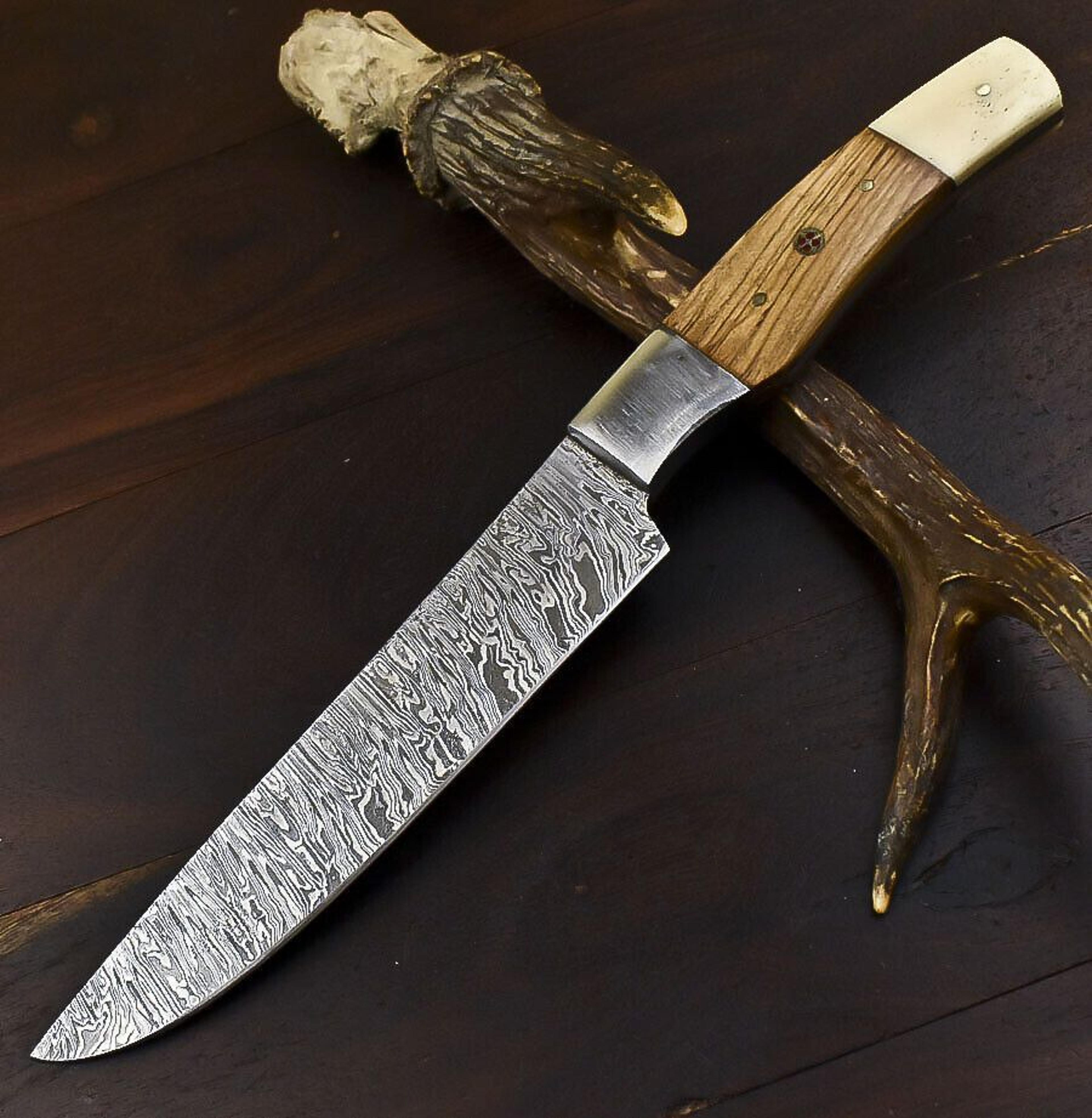 artisan 12" damascus steel kitchen knife | hand forged chef knife with wooden handle