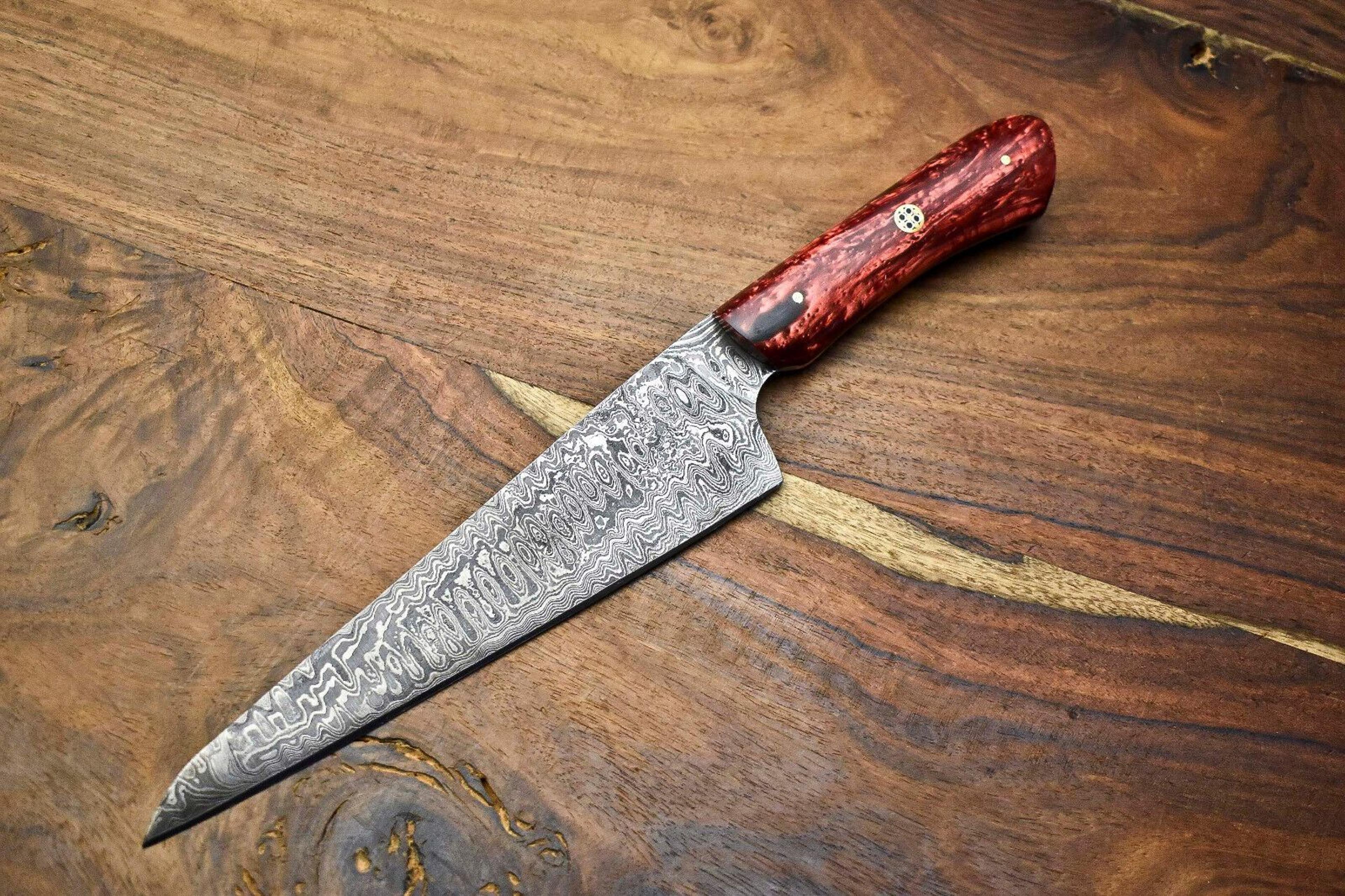 professional handmade damascus chef knife | custom forged 12 inch kitchen knife