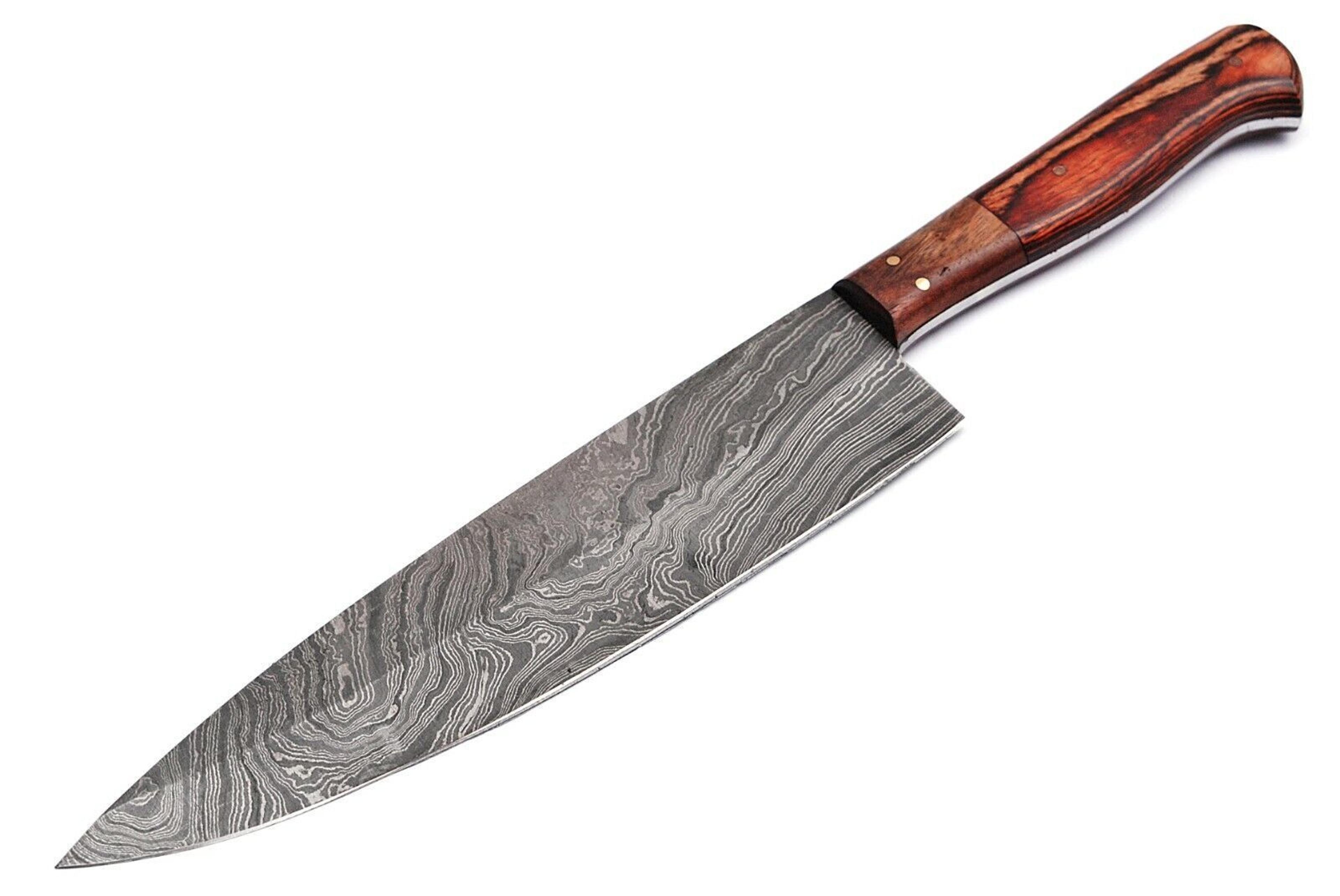 custom forged 13 inch damascus steel chef knife | handmade kitchen cutlery gift