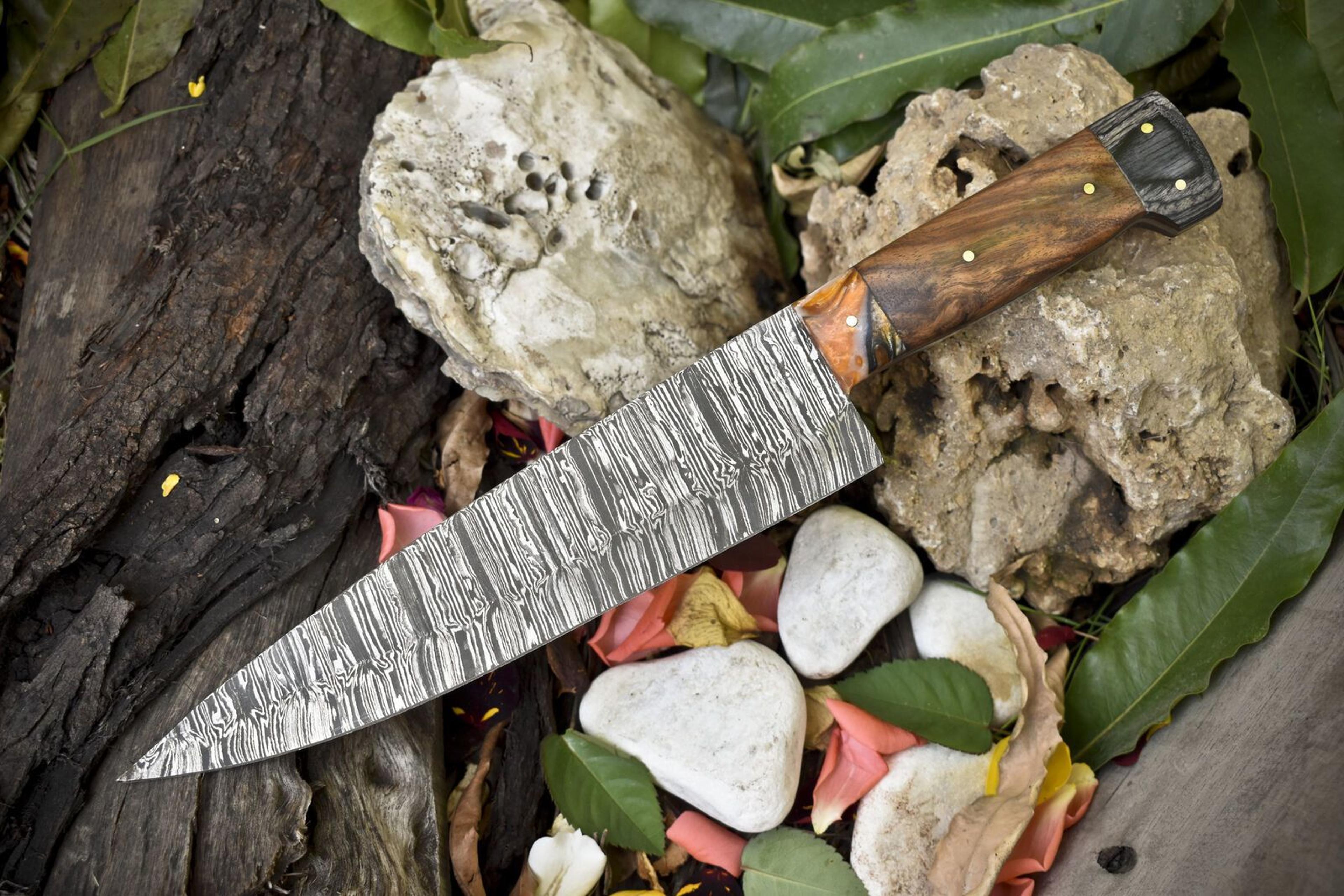 professional 13" damascus chef knife | handcrafted full tang kitchen knife