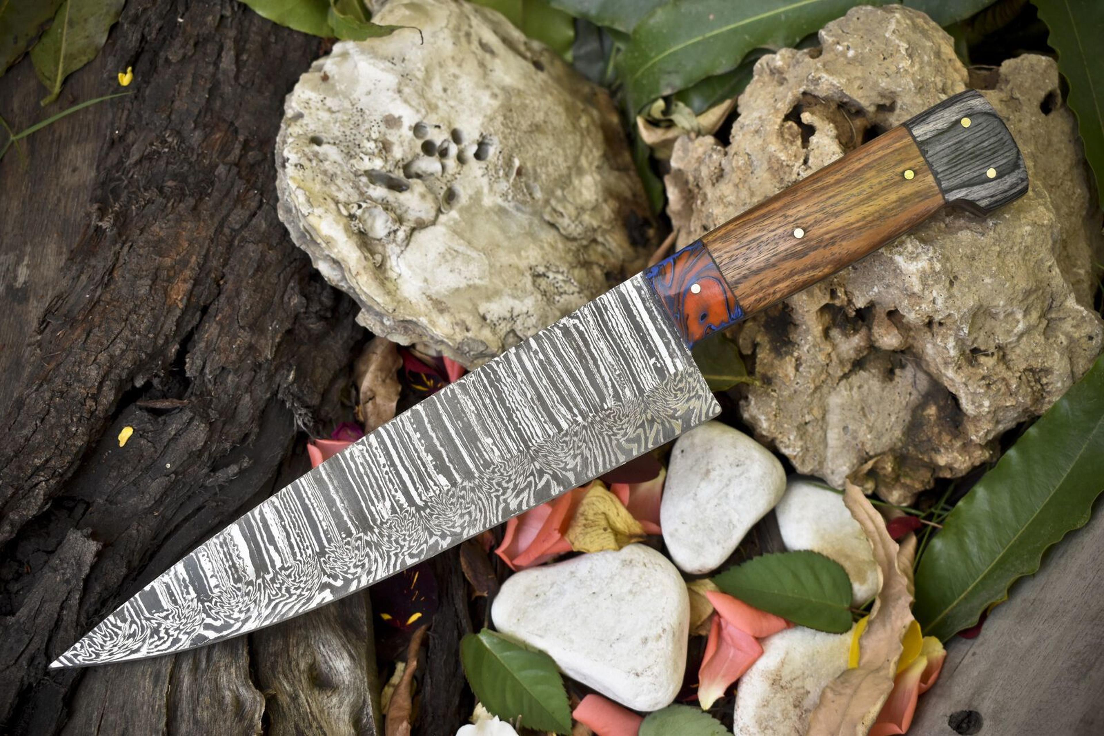 artisan hand forged 13" damascus chef knife | premium kitchen knife gift