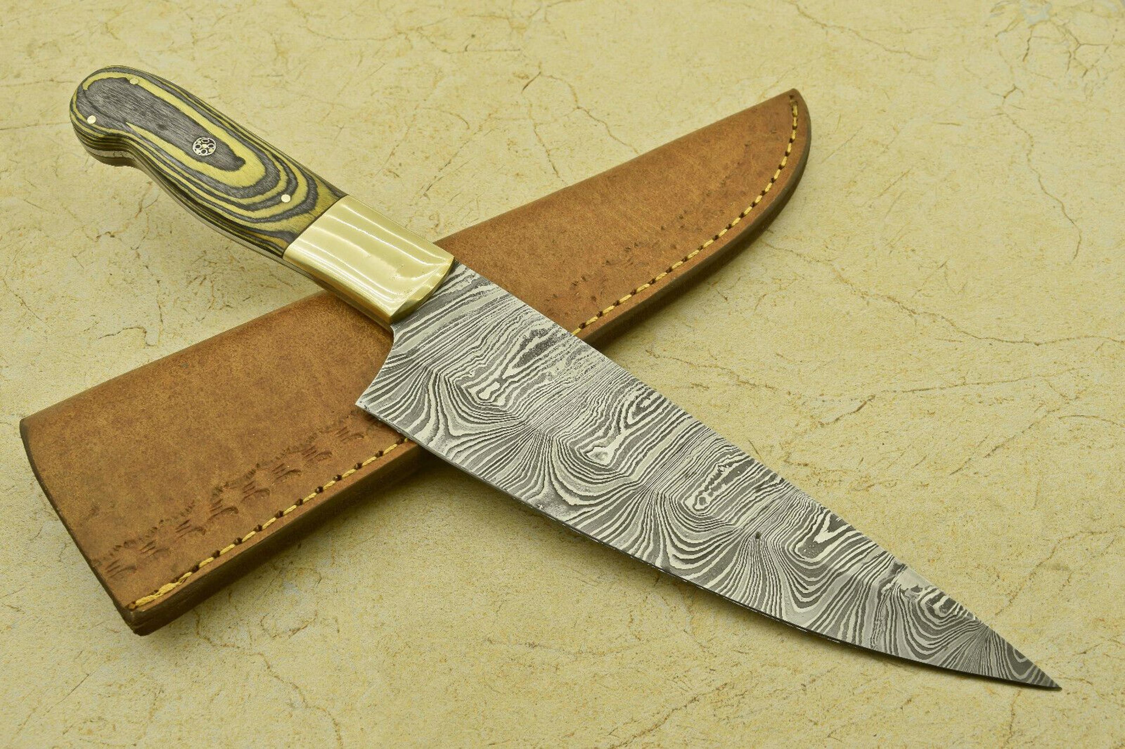 13" hand forged damascus chef knife | professional kitchen & outdoor use