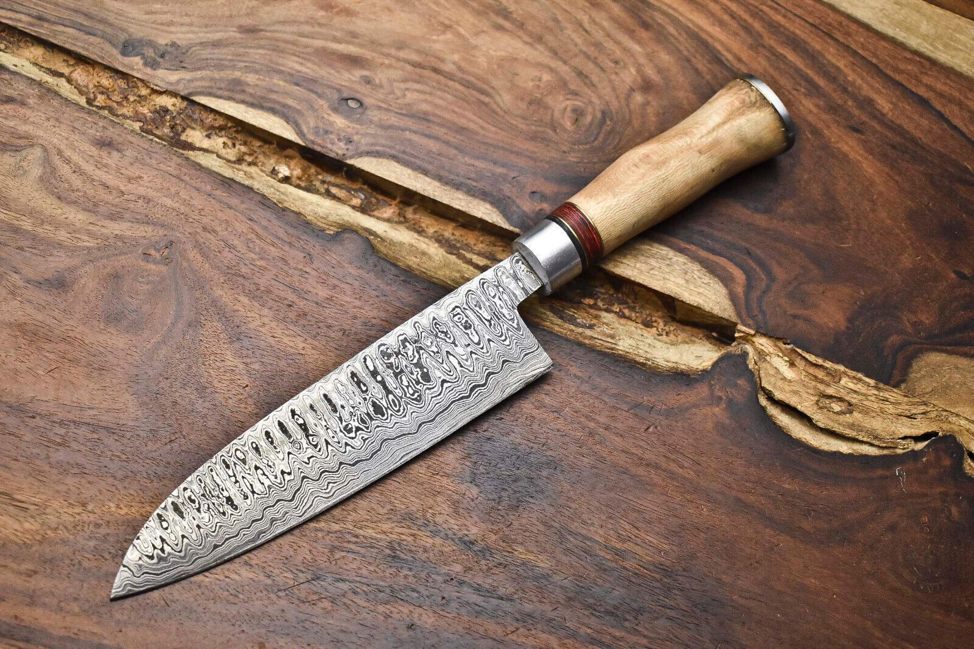custom 12" damascus steel kitchen chef knife | hand forged cooking blade