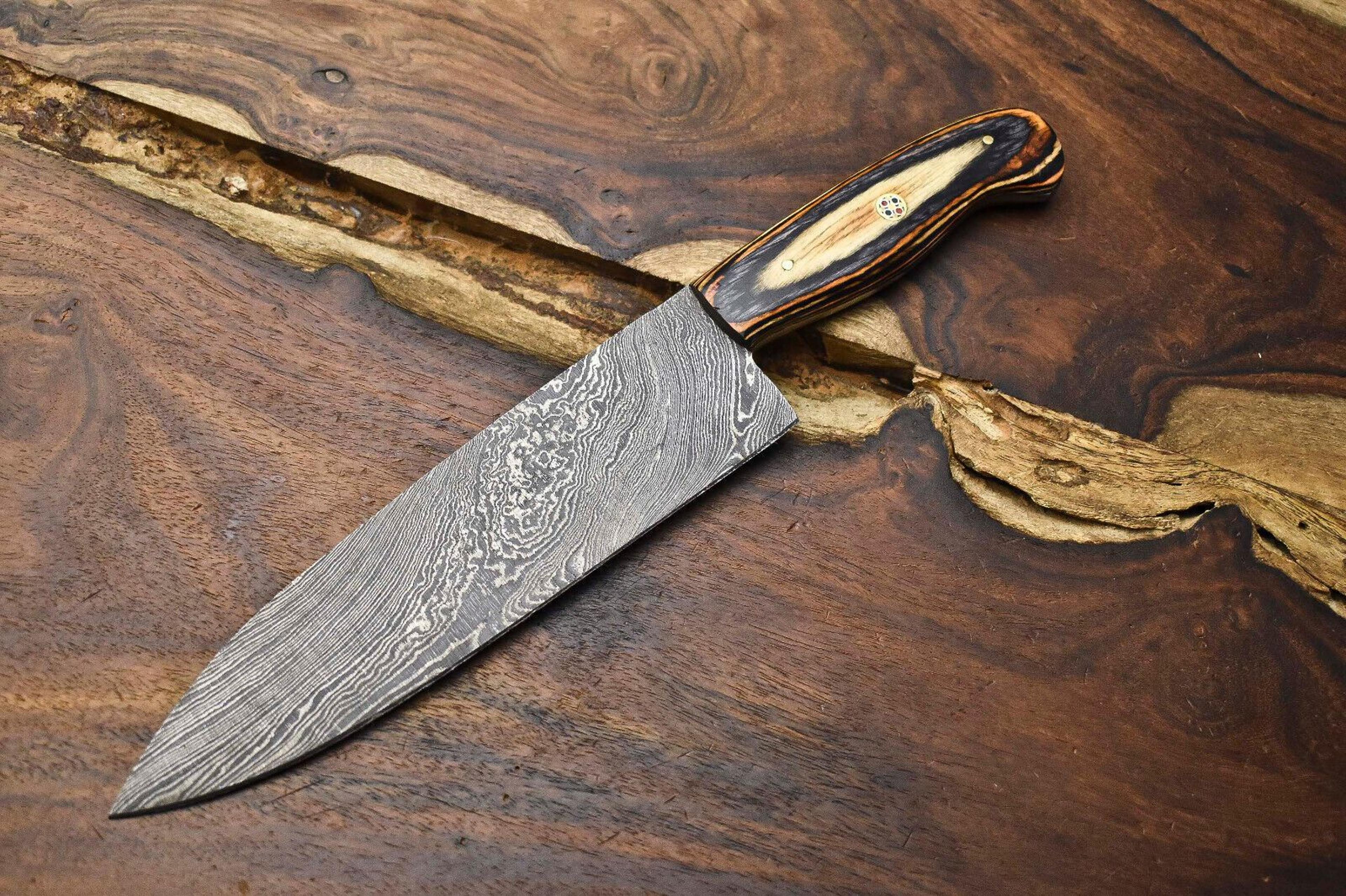 professional 12" damascus steel chef knife | handmade kitchen blade