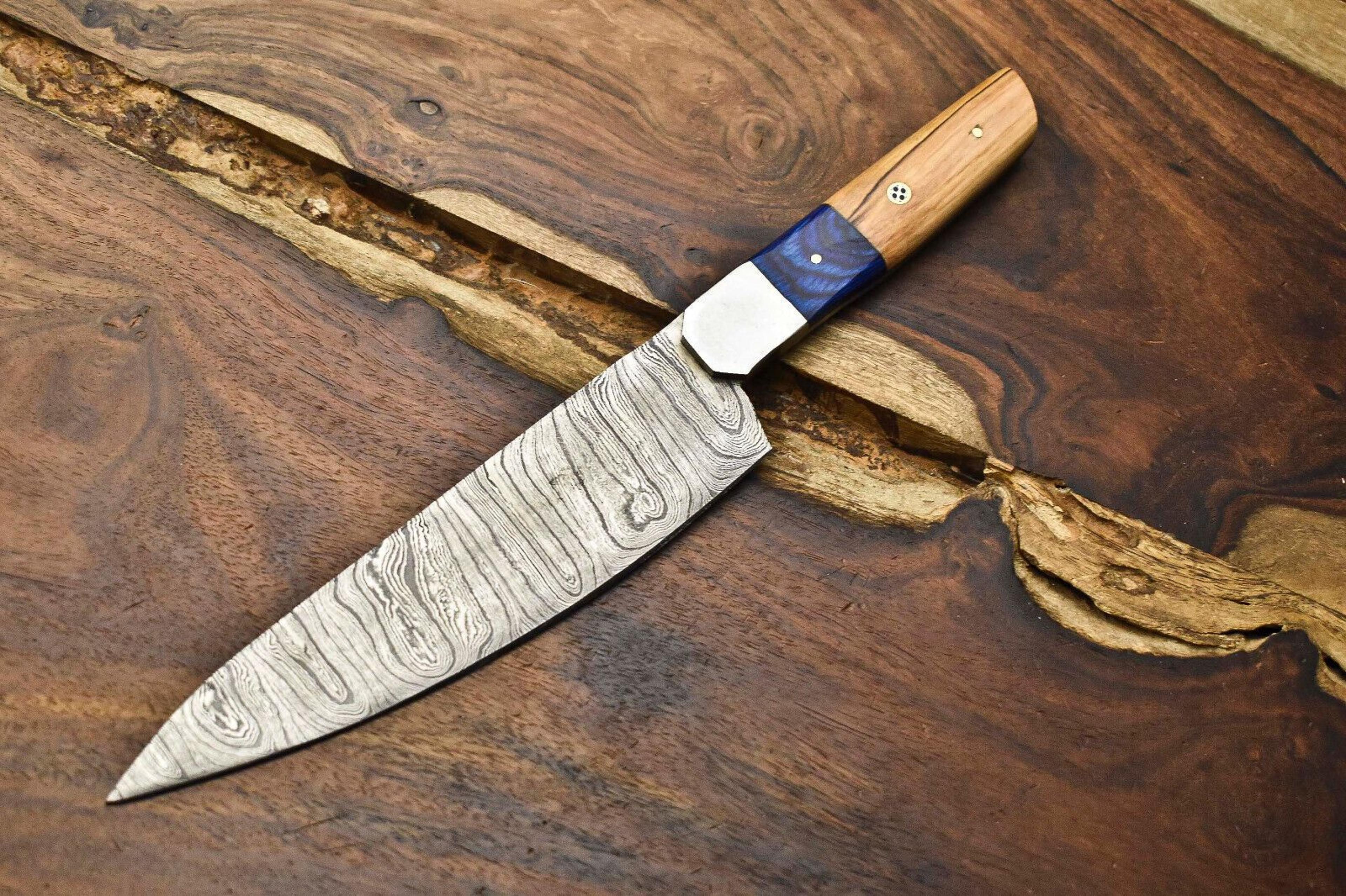 12" damascus steel kitchen knife | handmade chef cooking blade