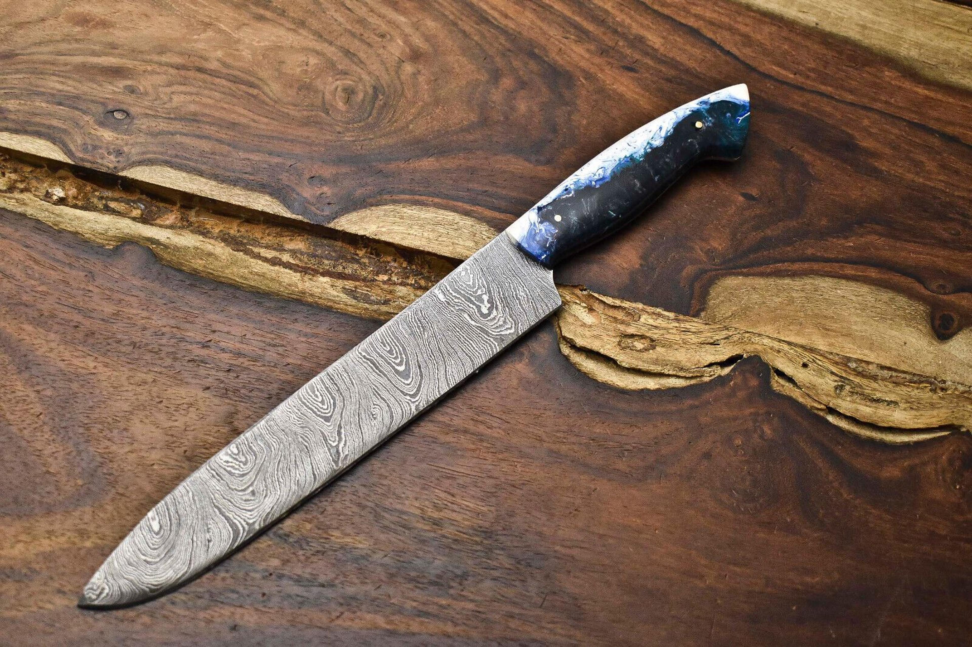 13" handmade damascus steel chef knife | full tang professional kitchen blade