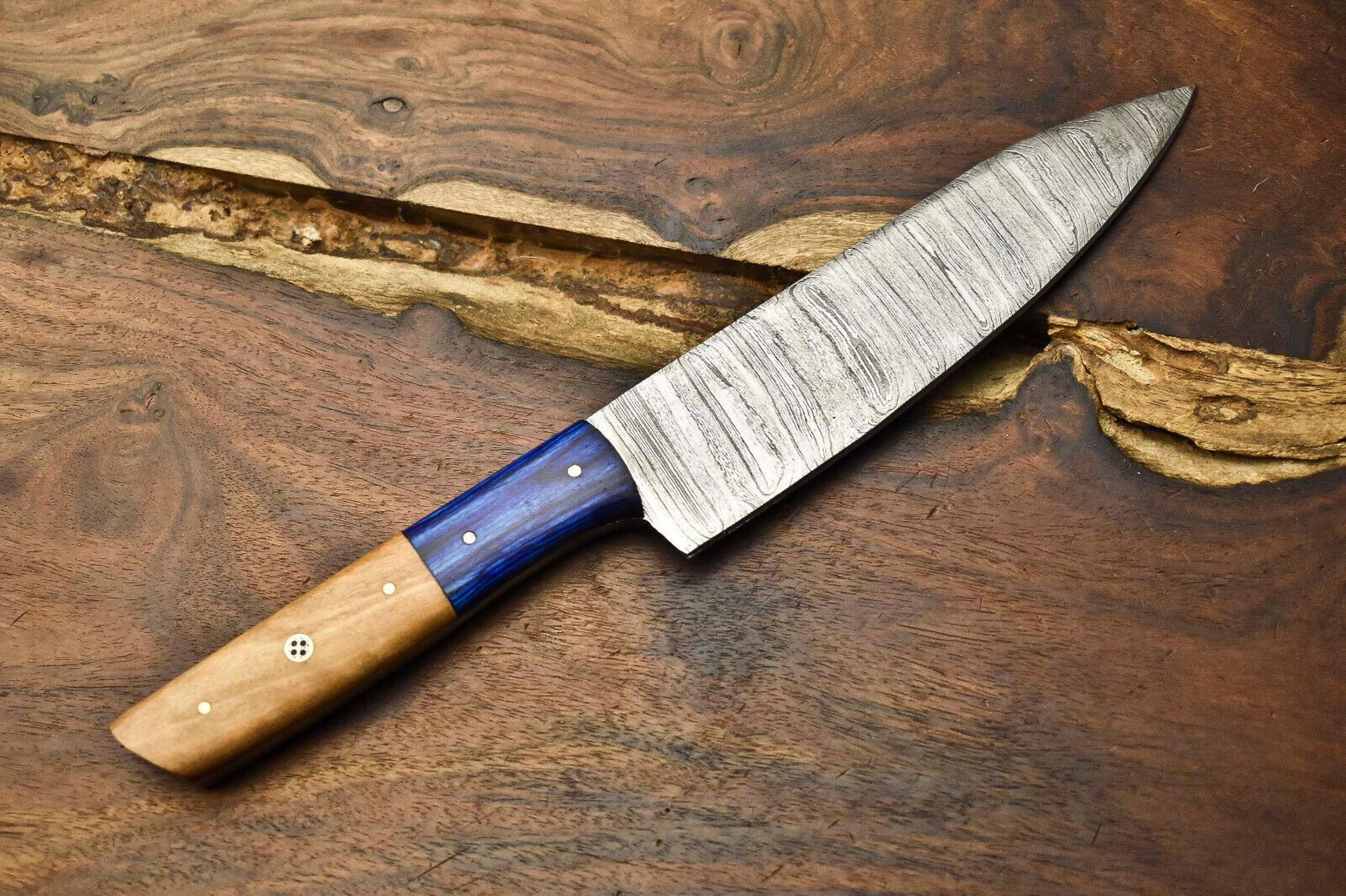 12" handmade damascus steel chef knife | full tang professional kitchen blade