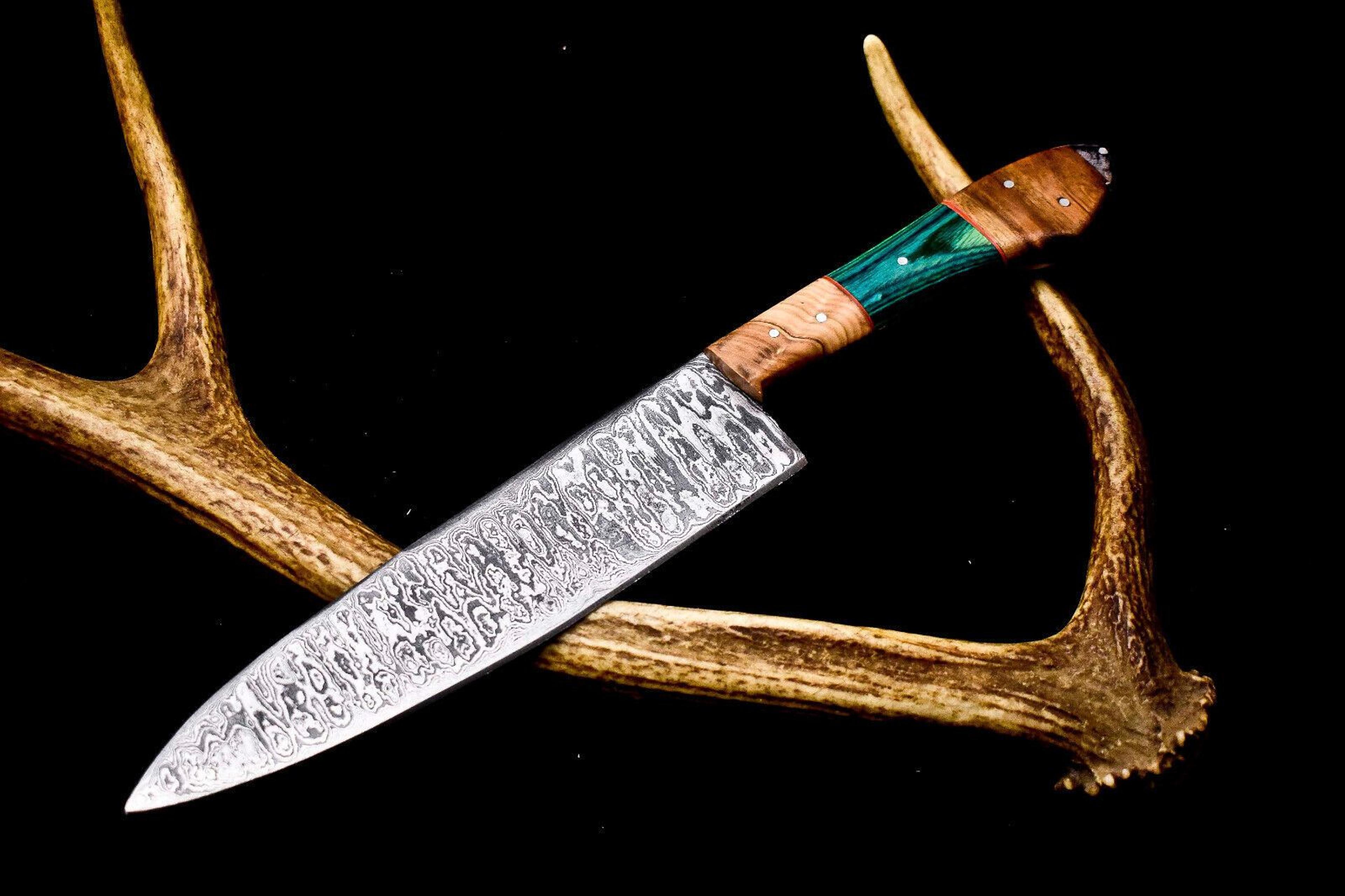 professional 12" damascus chef knife | razor sharp full tang kitchen tool