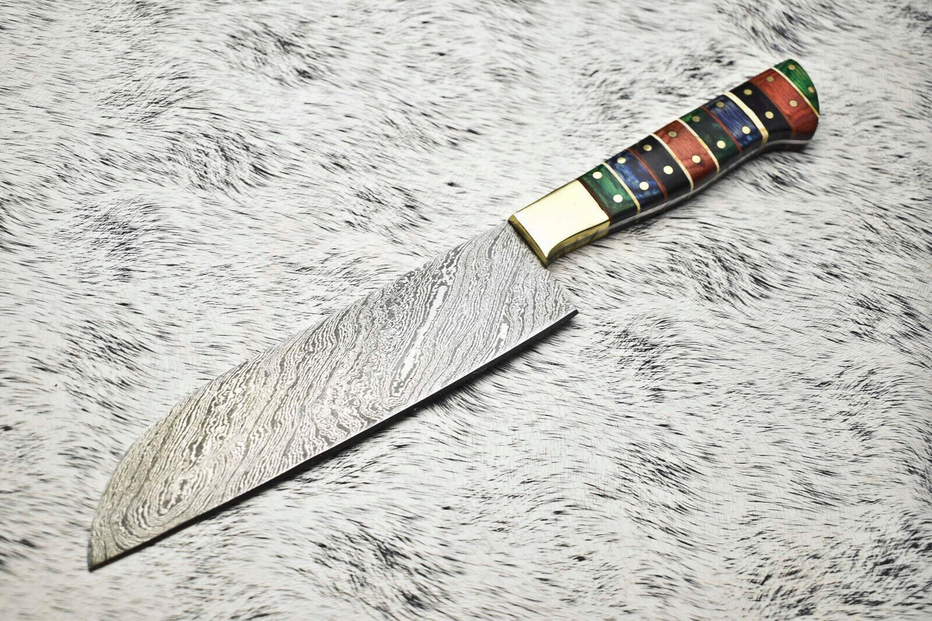 hand forged damascus steel kitchen knife | walnut wood chef knife 12"
