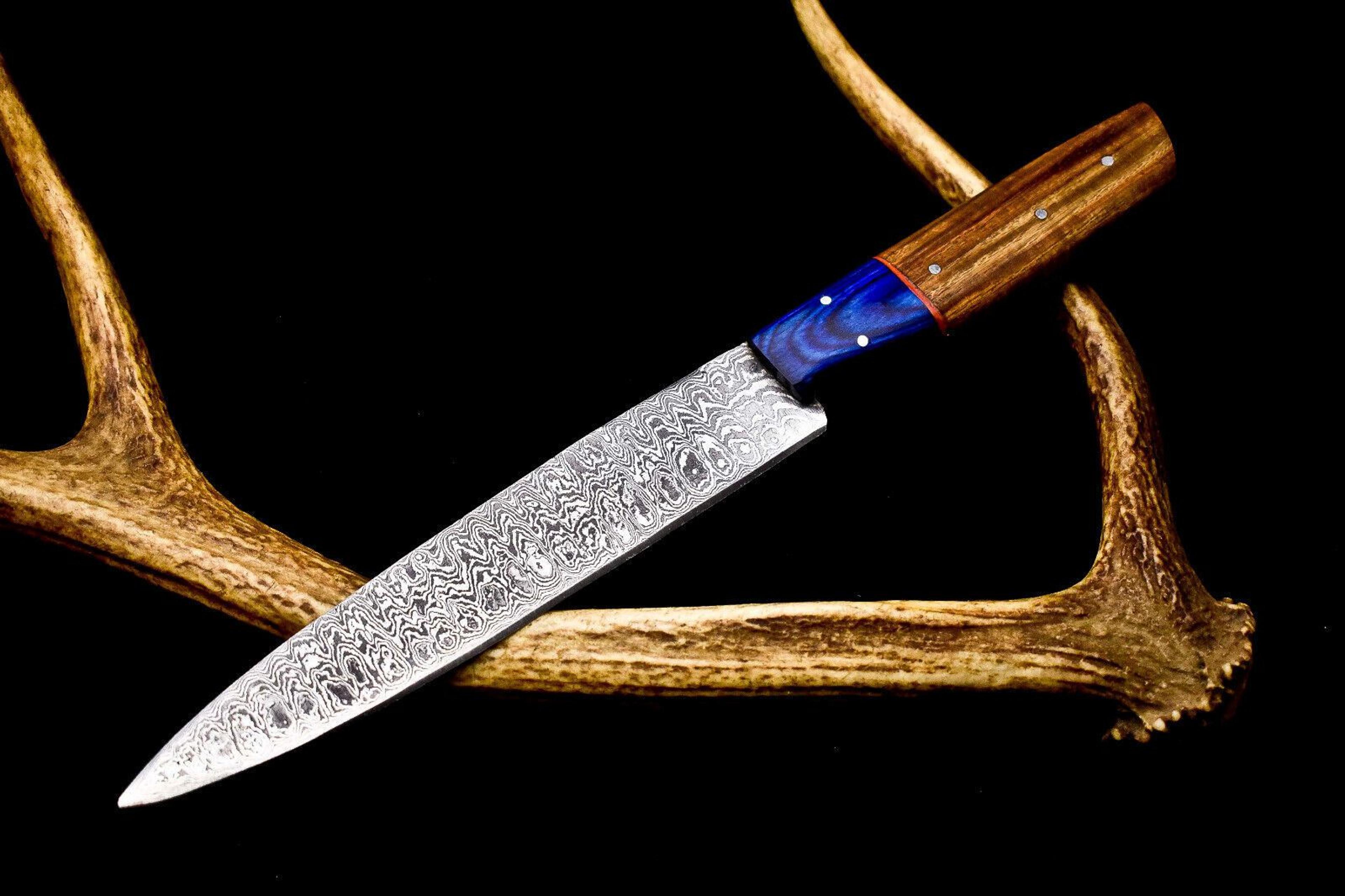 12" custom hand forged damascus chef knife | kitchen full tang cooking knife