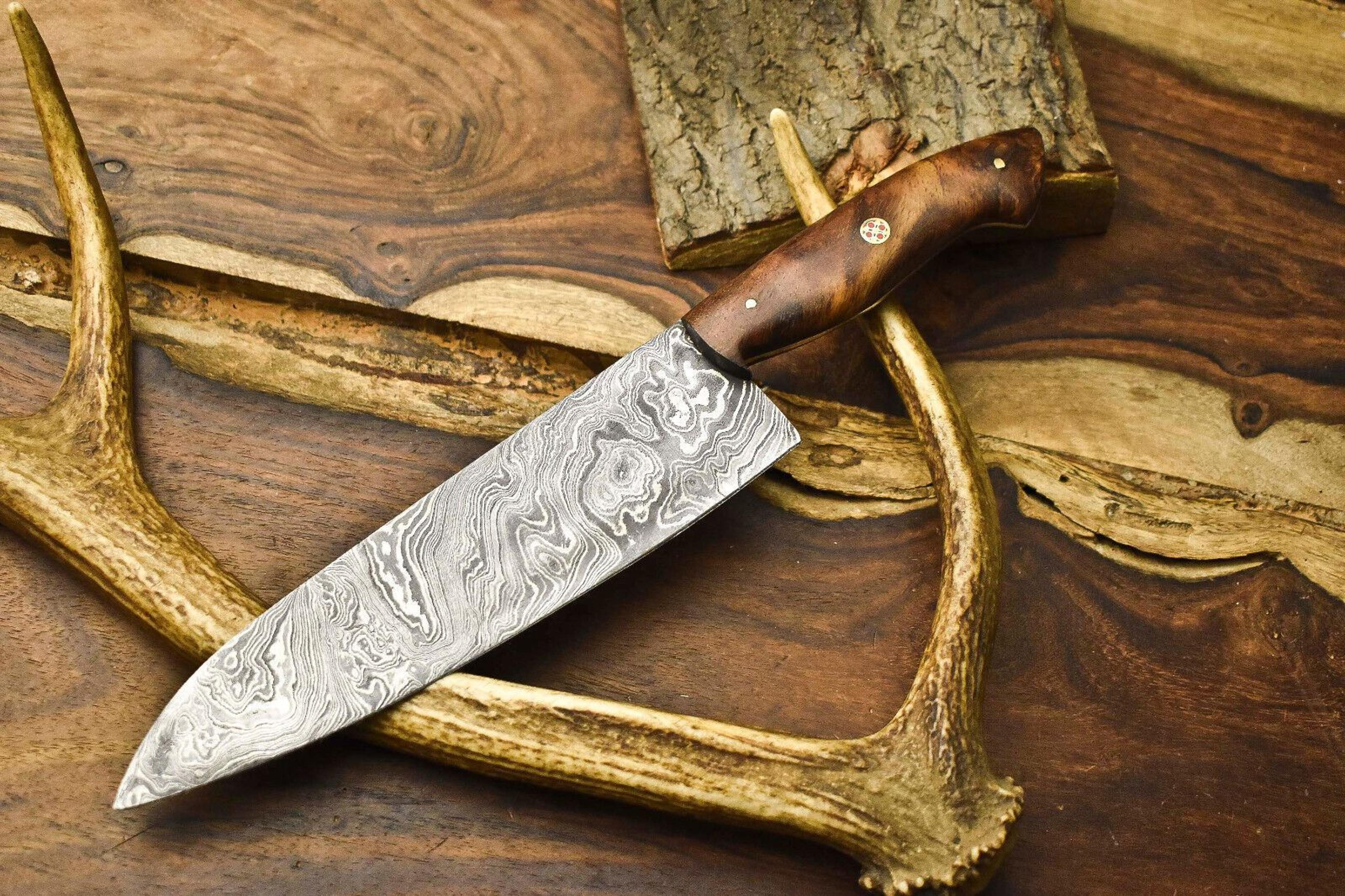 12" professional handmade damascus chef knife | hand forged kitchen blade