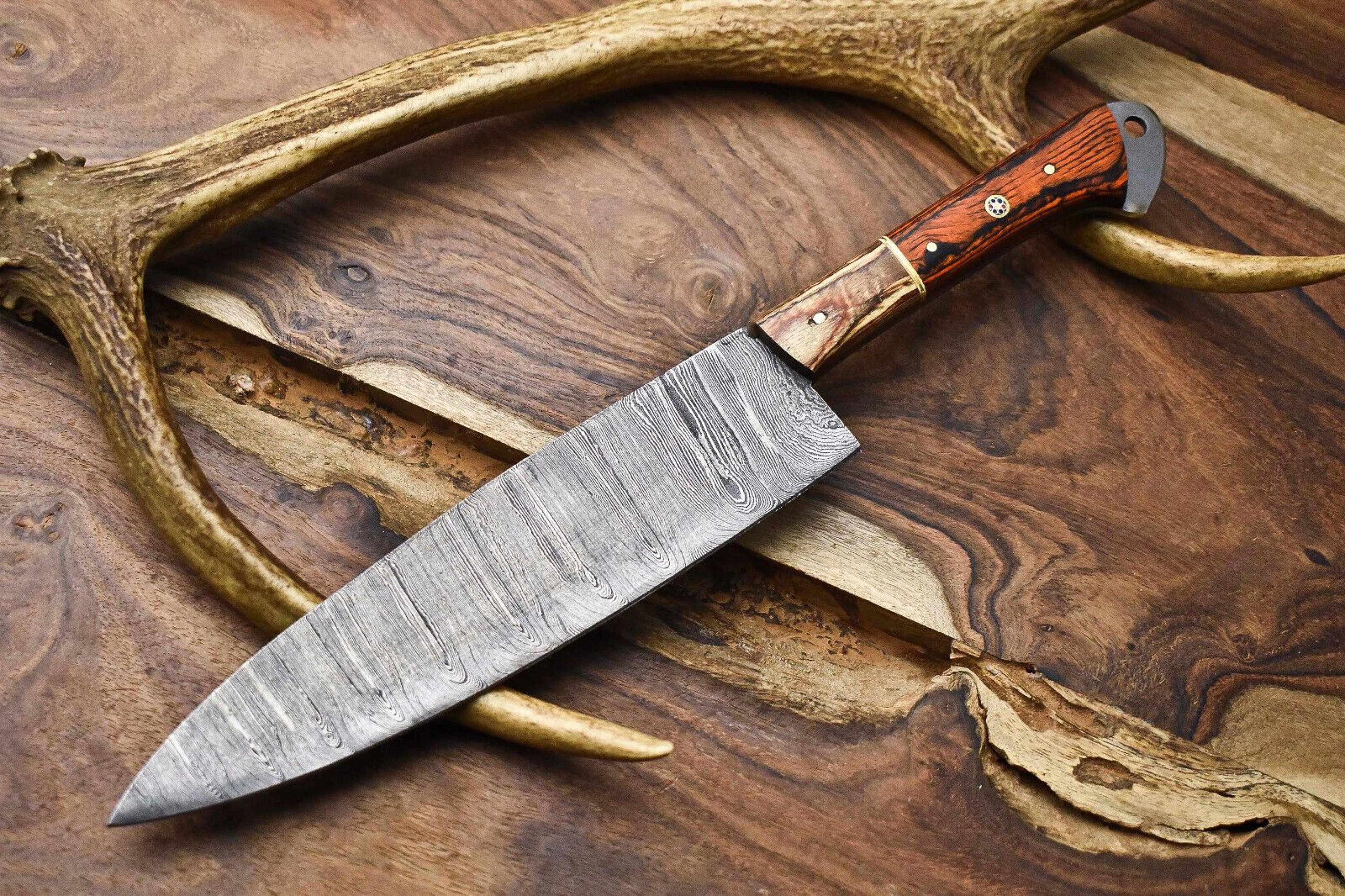 custom forged 12" damascus steel blade | professional chef kitchen knife