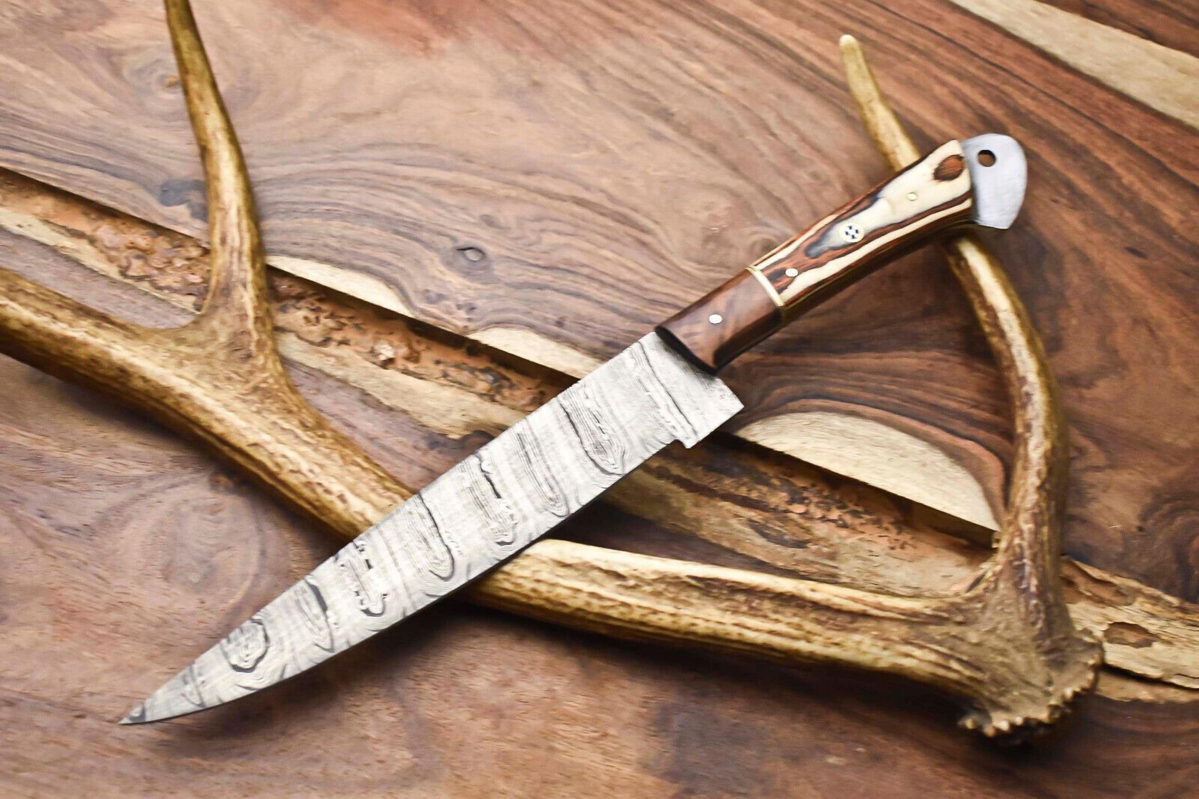 professional damascus steel chef knife | 12 inch handmade kitchen knife
