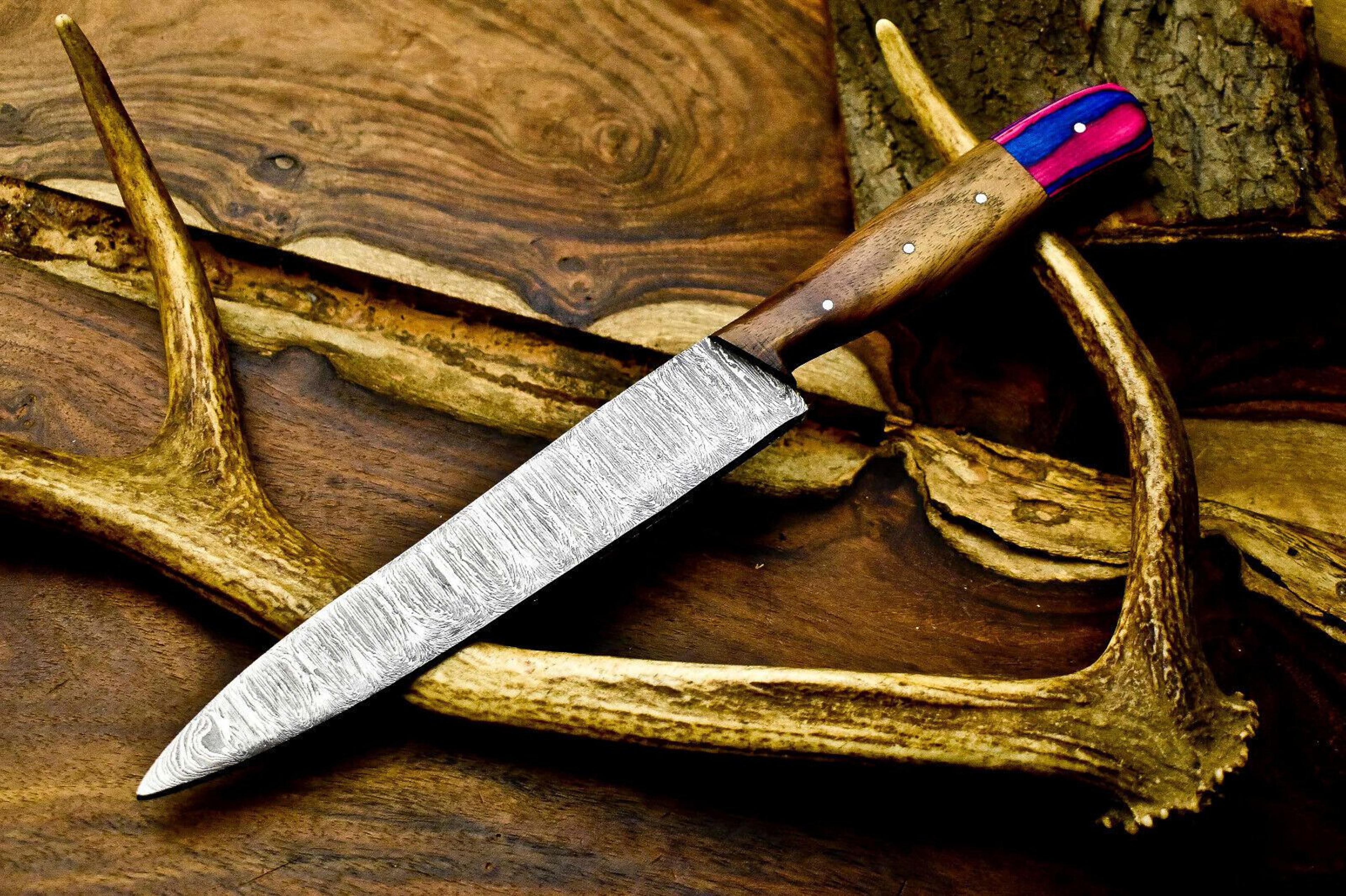 premium hand forged damascus chef knife | 12" full tang cooking blade