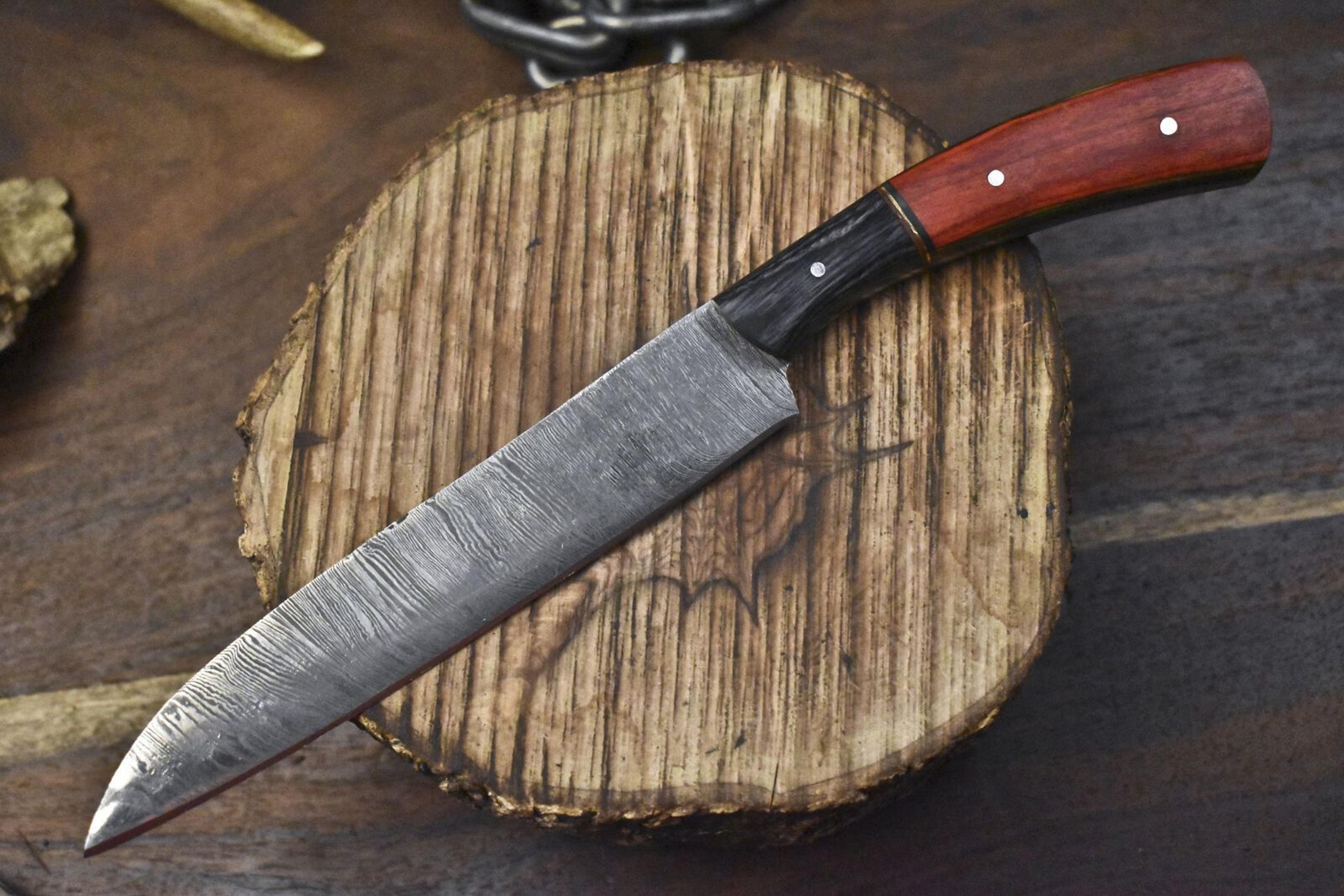 13" damascus steel chef knife | handmade kitchen cooking knife