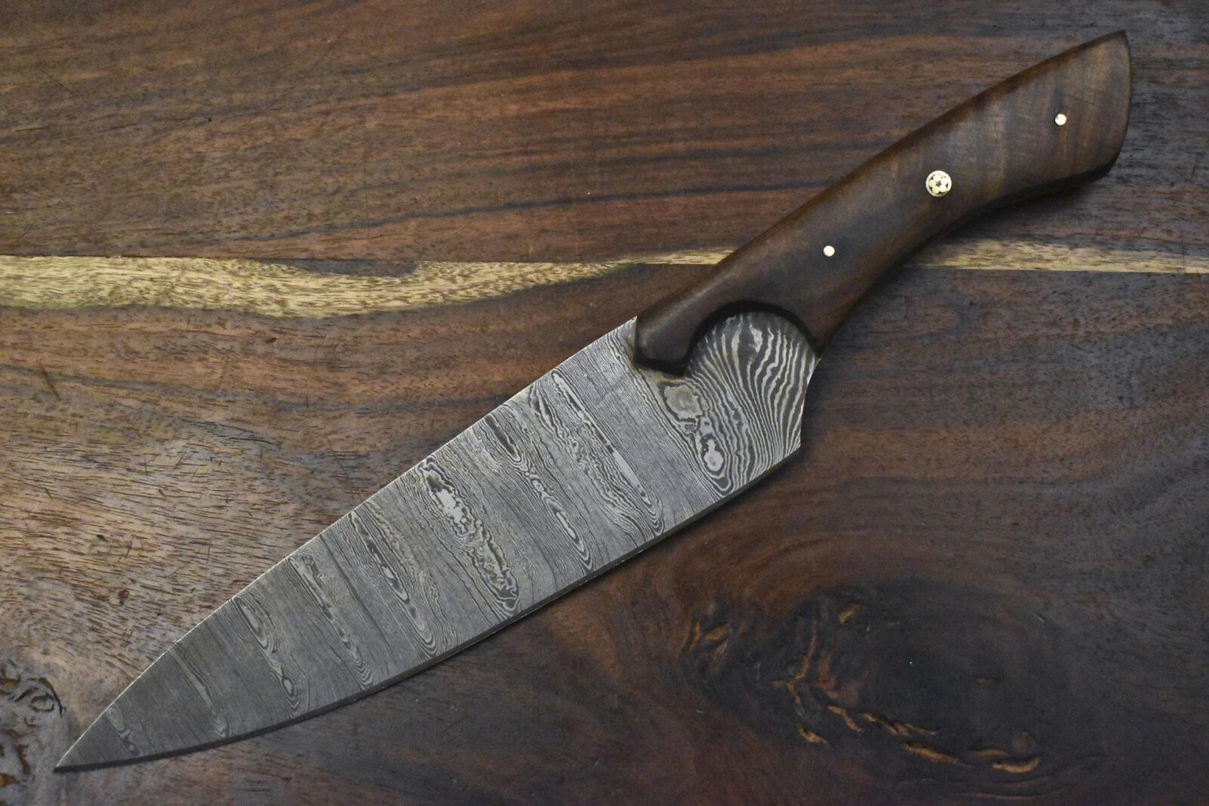 13" hand forged damascus chef knife | artisan kitchen knife gift