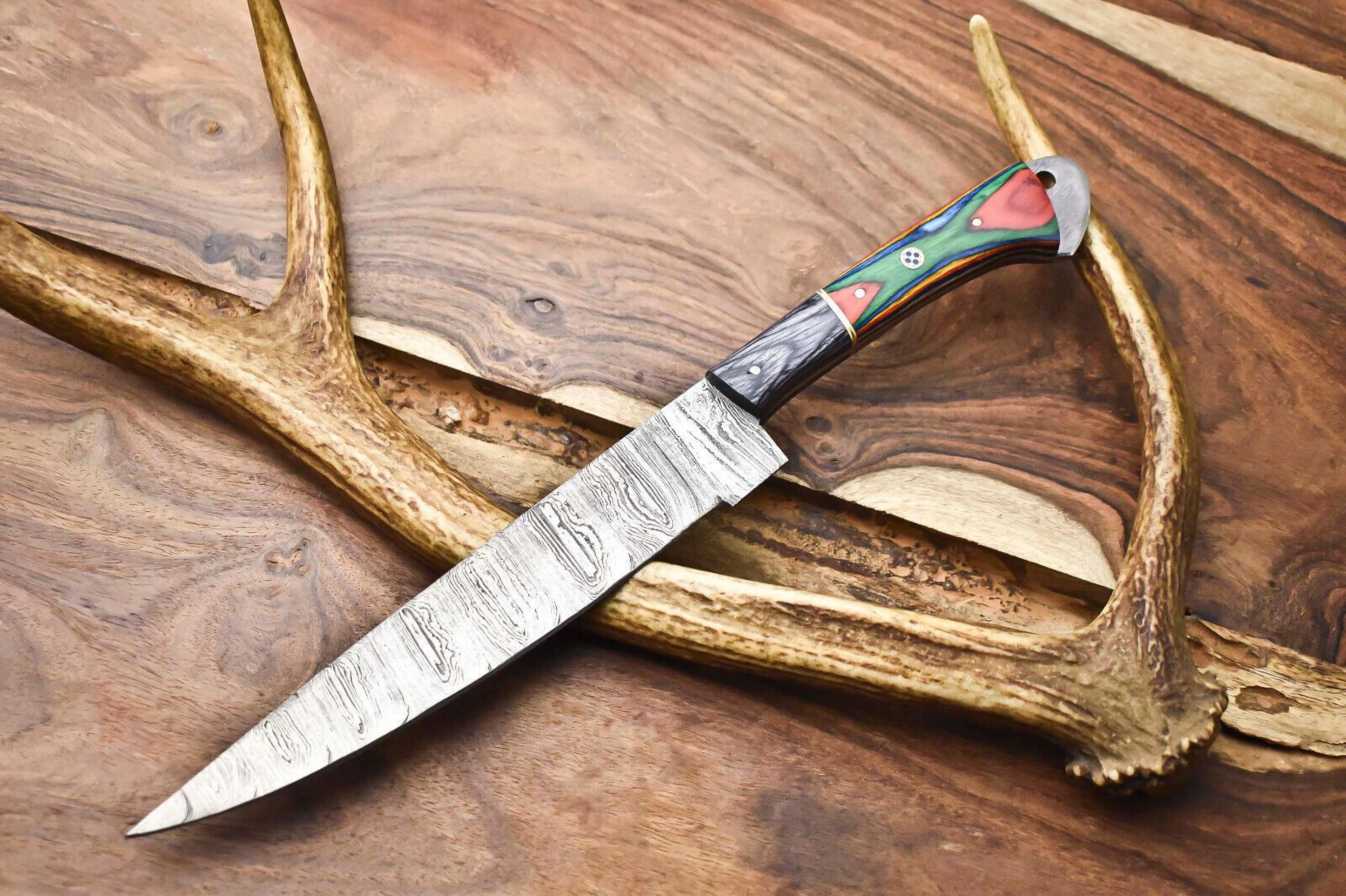 13" damascus steel chef knife | hand forged kitchen knife gift for chef