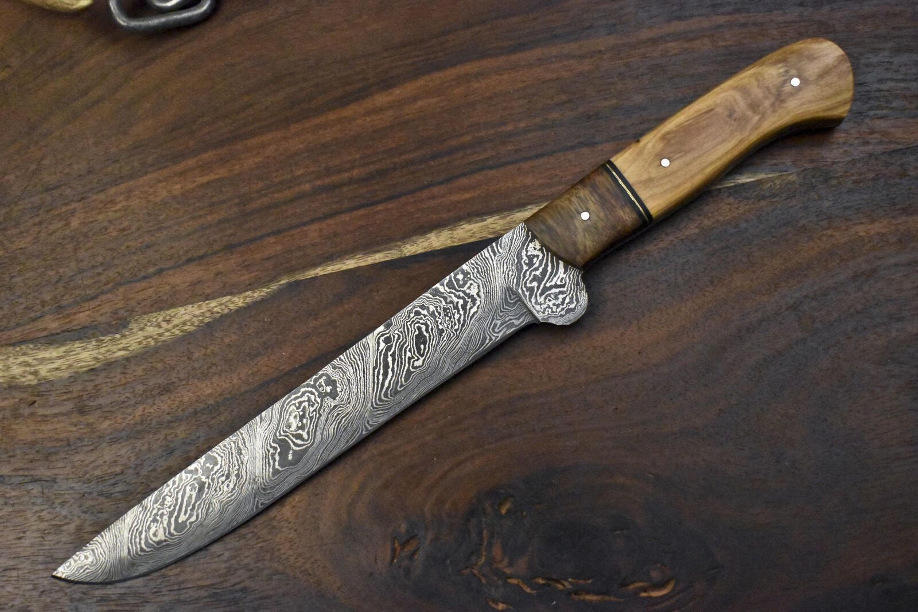 custom forged 12" high carbon damascus steel kitchen chef knife – camping & outdoor knife
