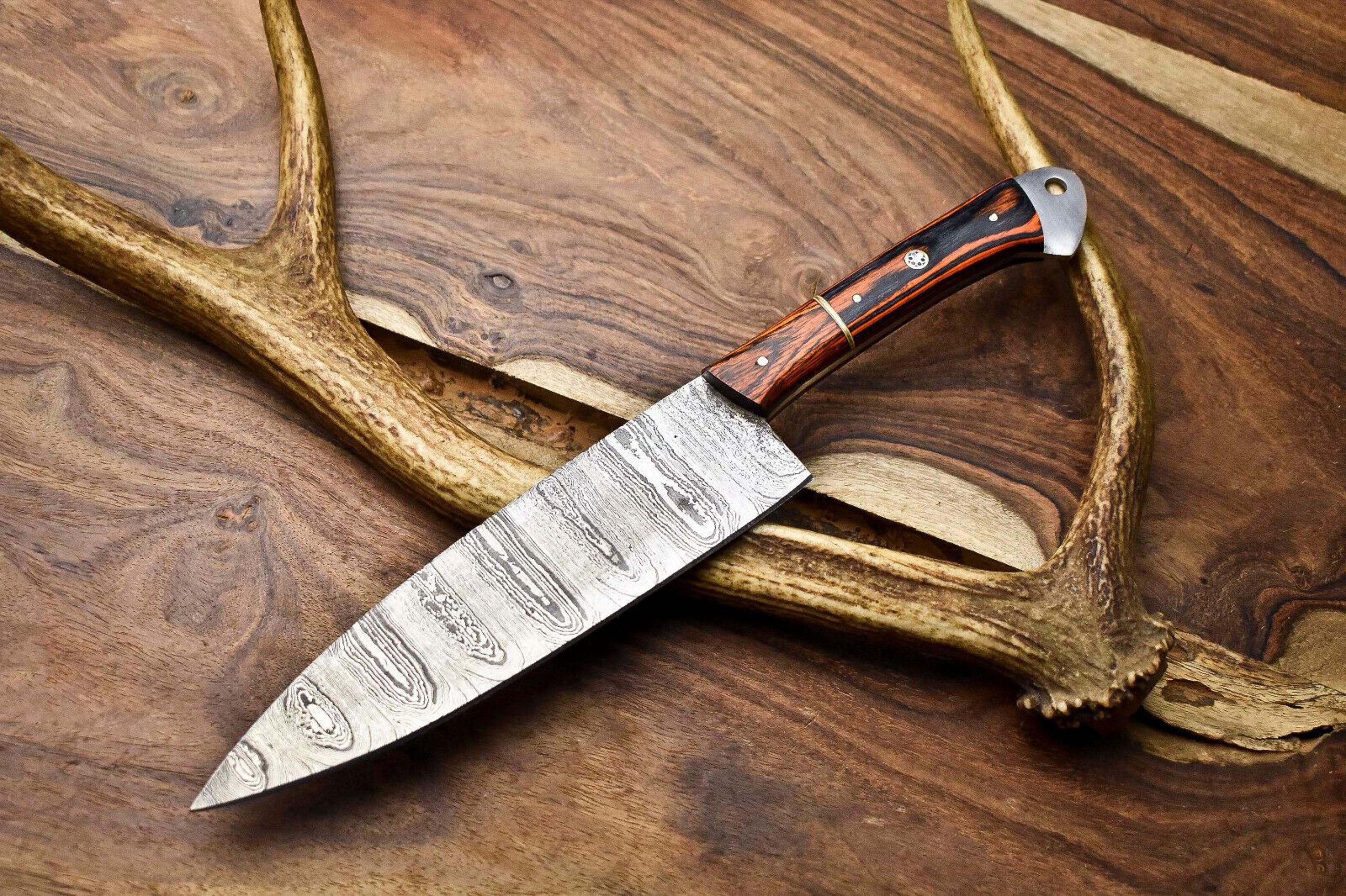 12" custom handmade damascus steel chef knife – durable hardwood handle, full tang