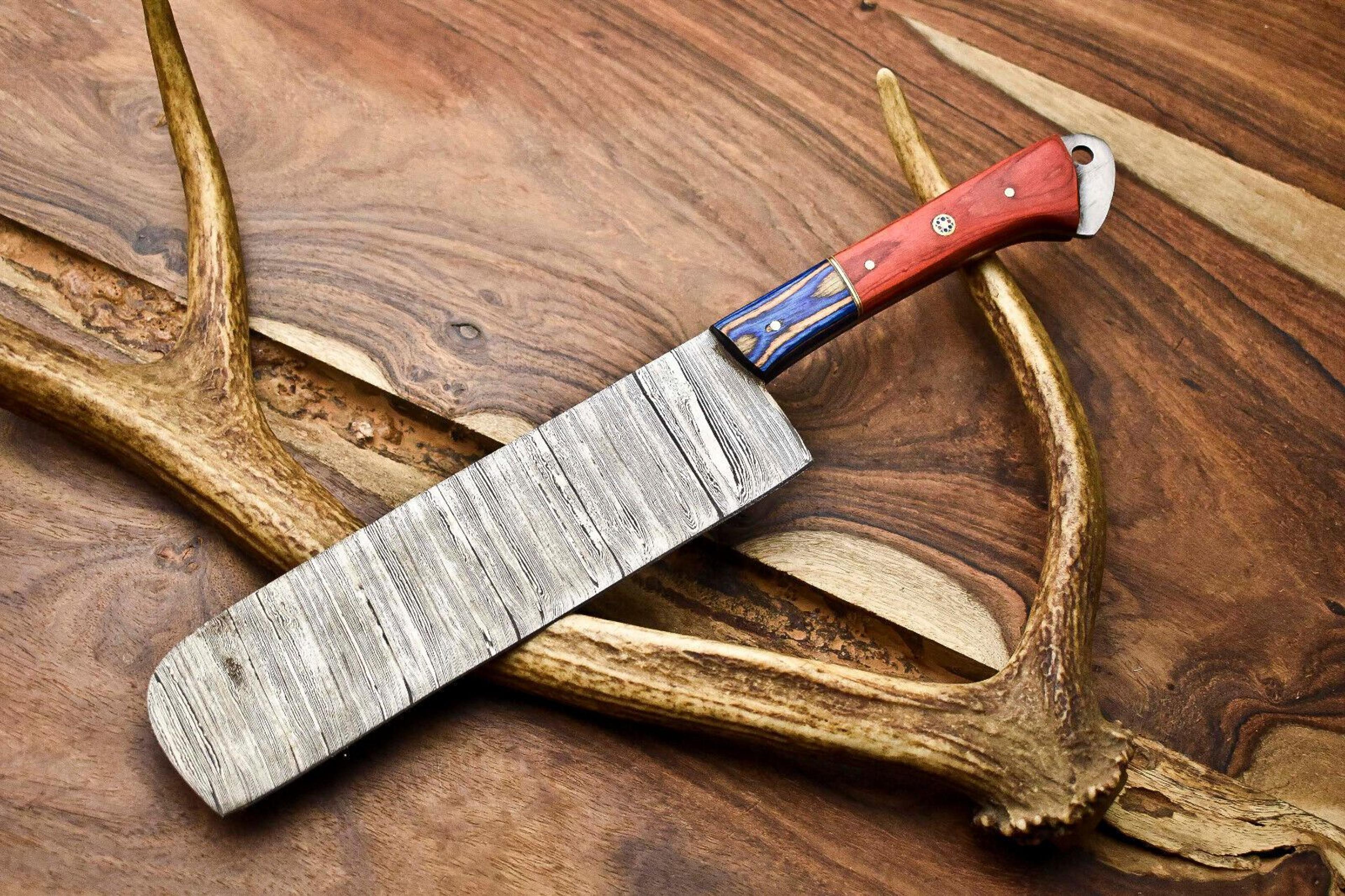 custom handmade damascus steel chef chopper knife – durable hardwood handle, full tang