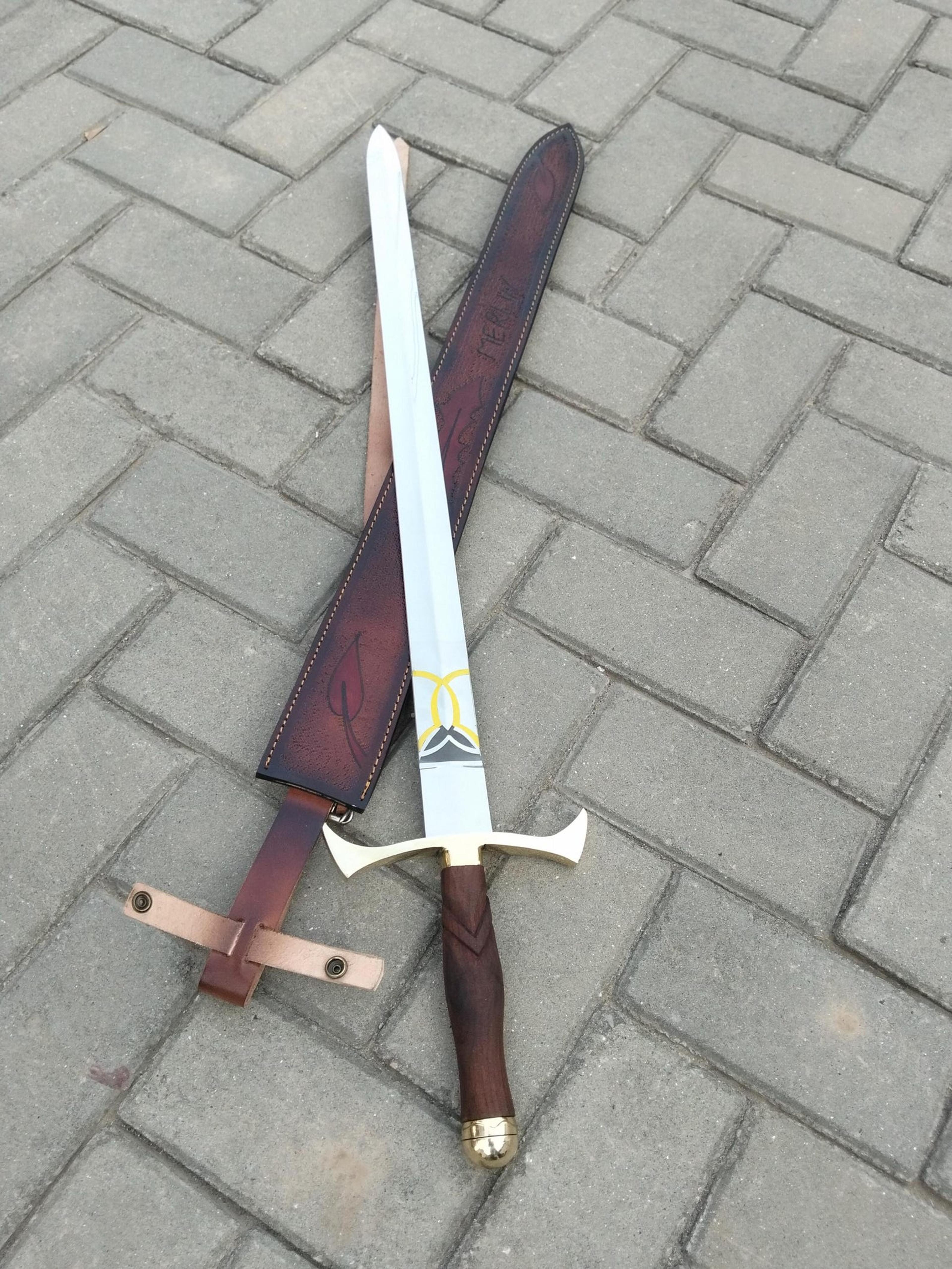 31in riptide anaklusmos sword replica stainless steel percy jackson blade with black trident sheath