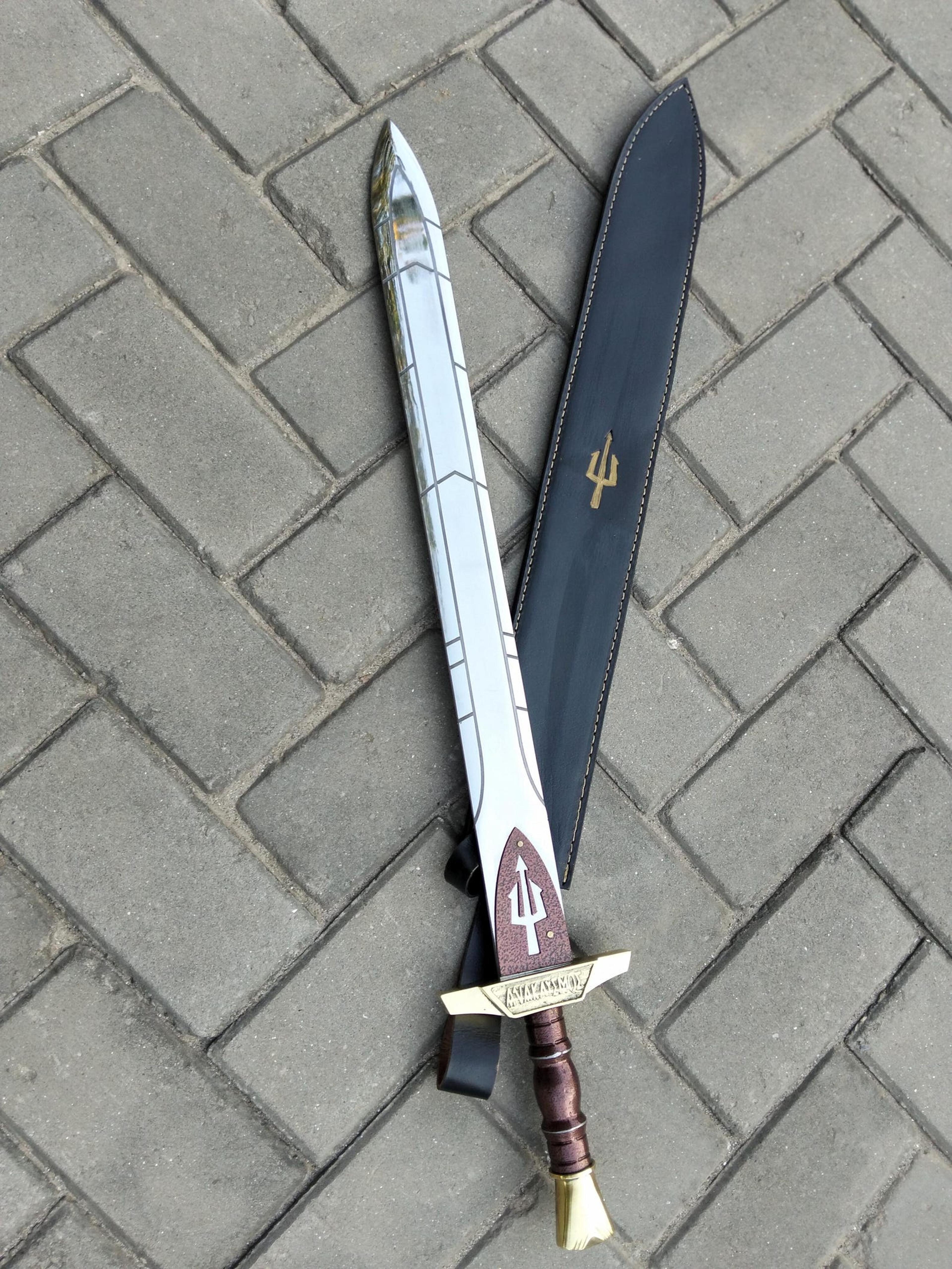 31in percy jackson riptide anaklusmos sword replica stainless steel blade with trident sheath