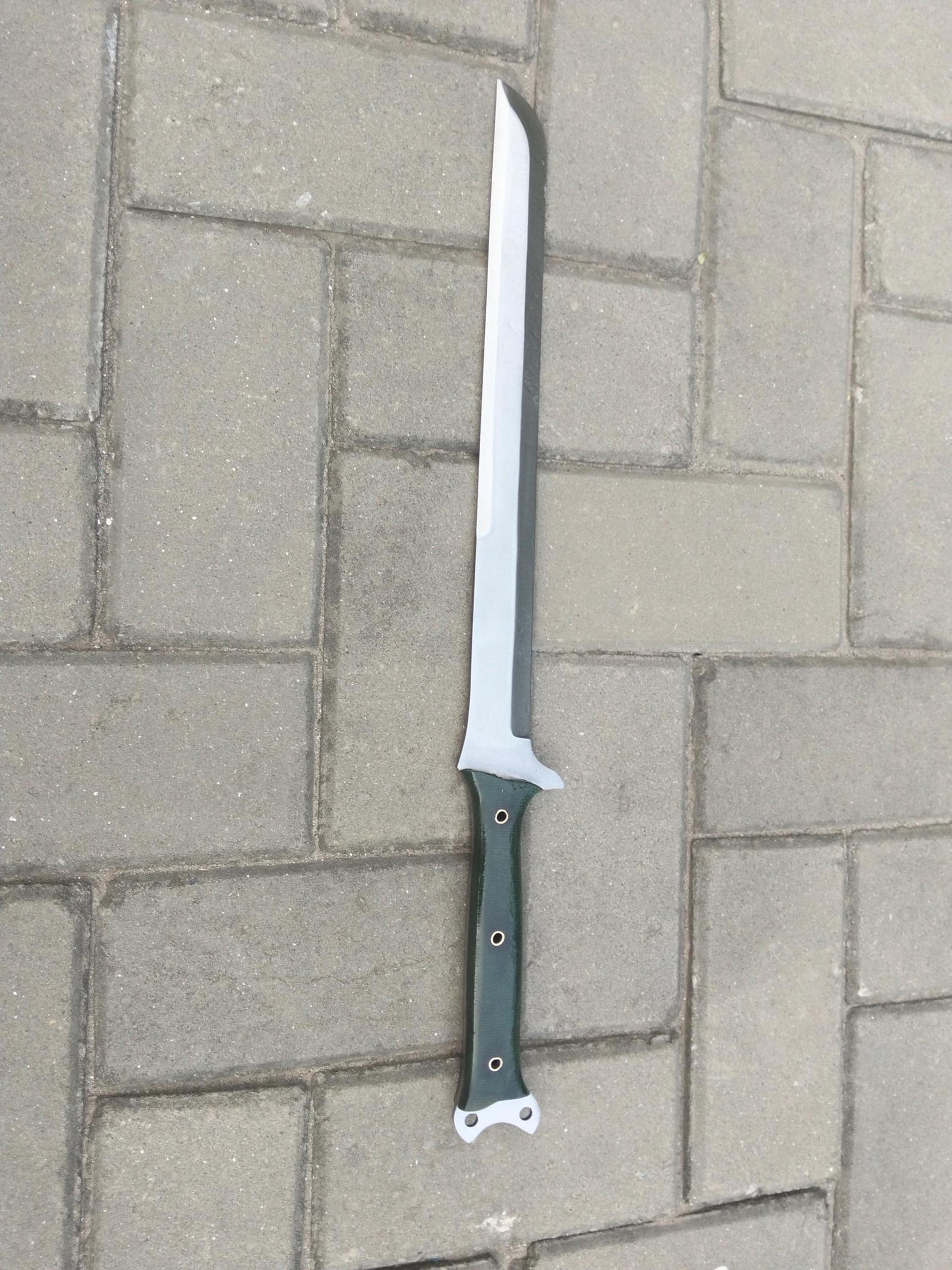 21in tactical machete knife with 14in stainless steel blade & green handle for camping, bushcraft & collectors