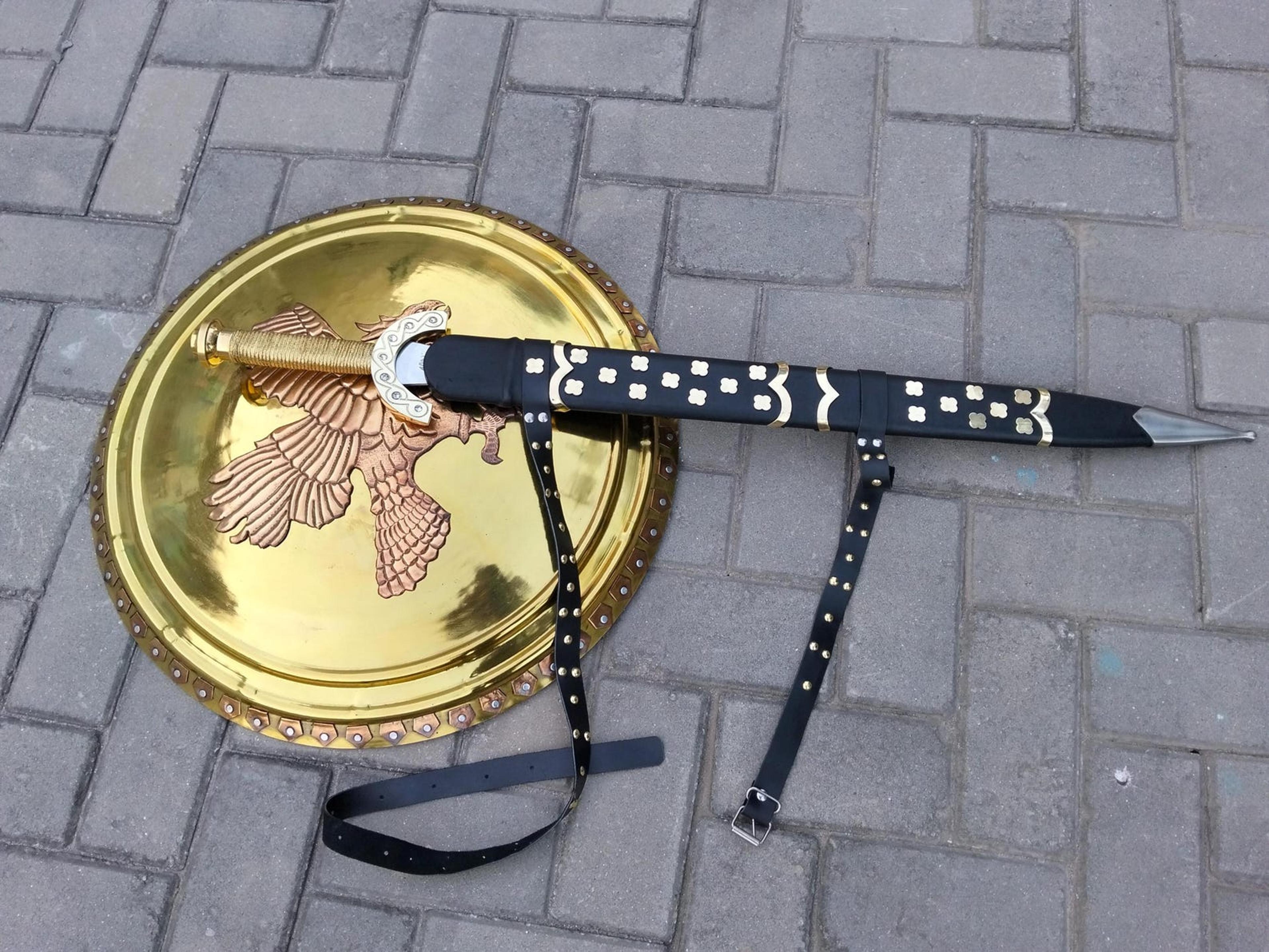 38in roman eagle gladius sword replica stainless steel blade with black scabbard for display & collectors