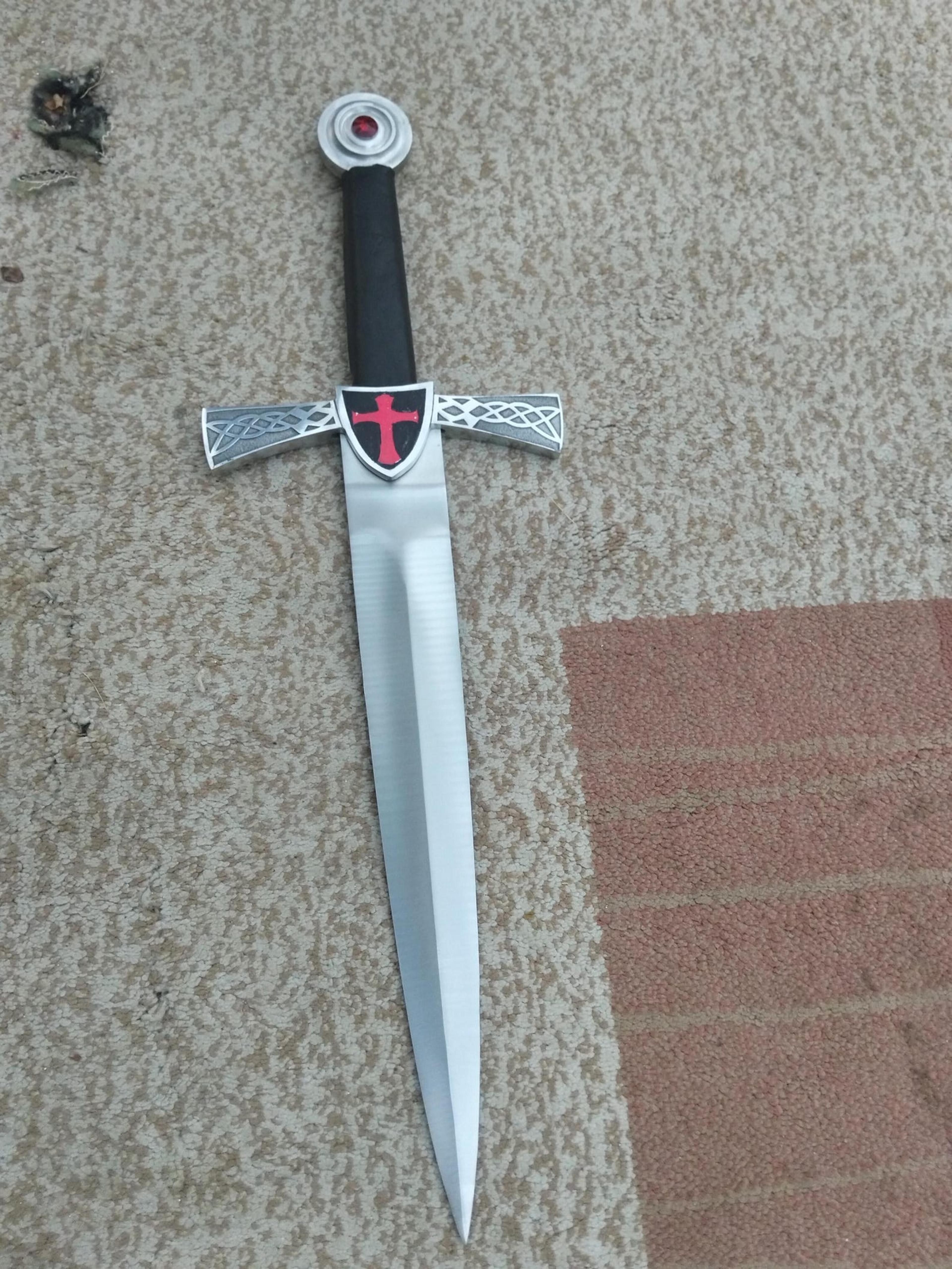 30 inch knights templar crusader sword replica stainless steel blade for display, cosplay & collectors