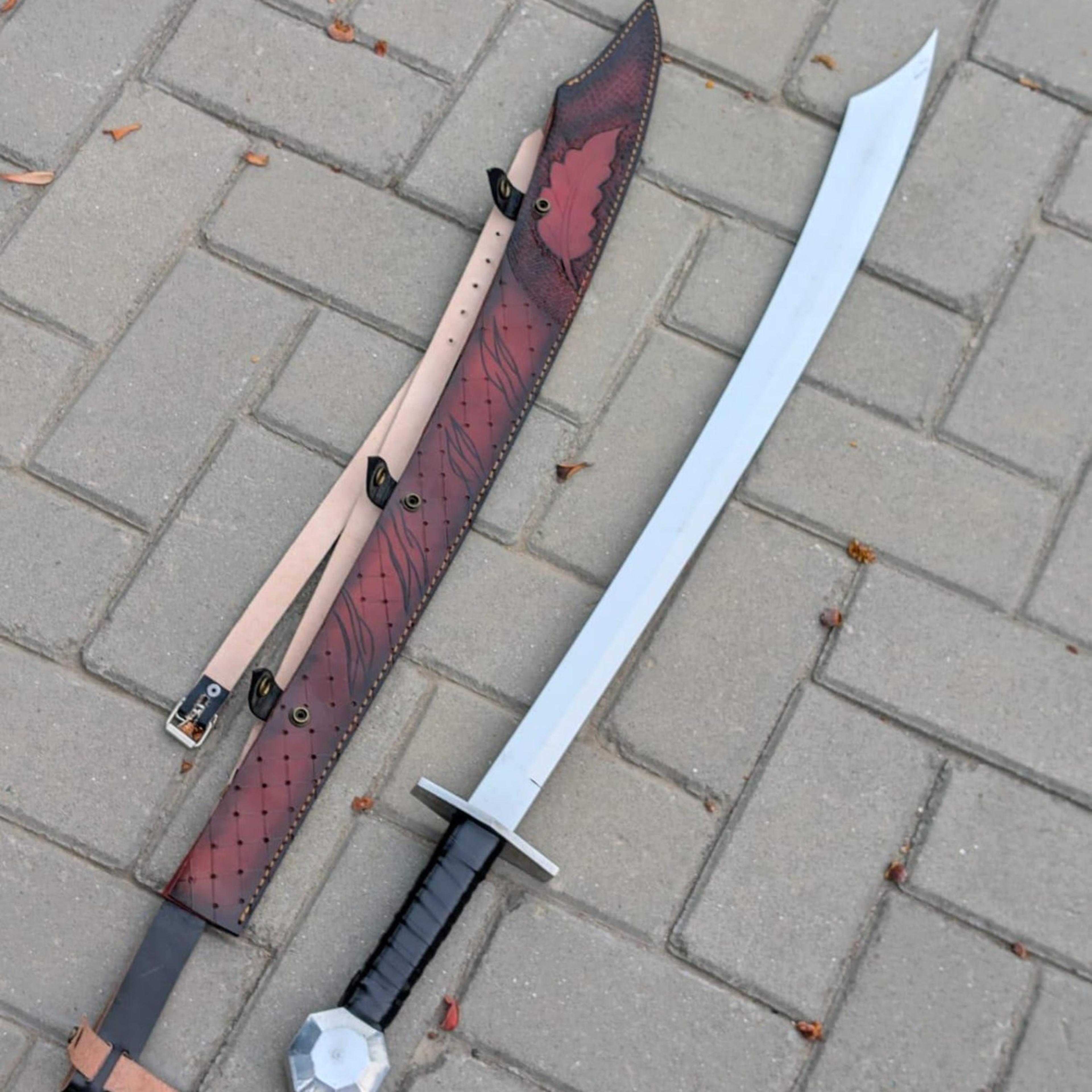 38in future trunks brave sword replica stainless steel dbz sword with red leather sheath for display