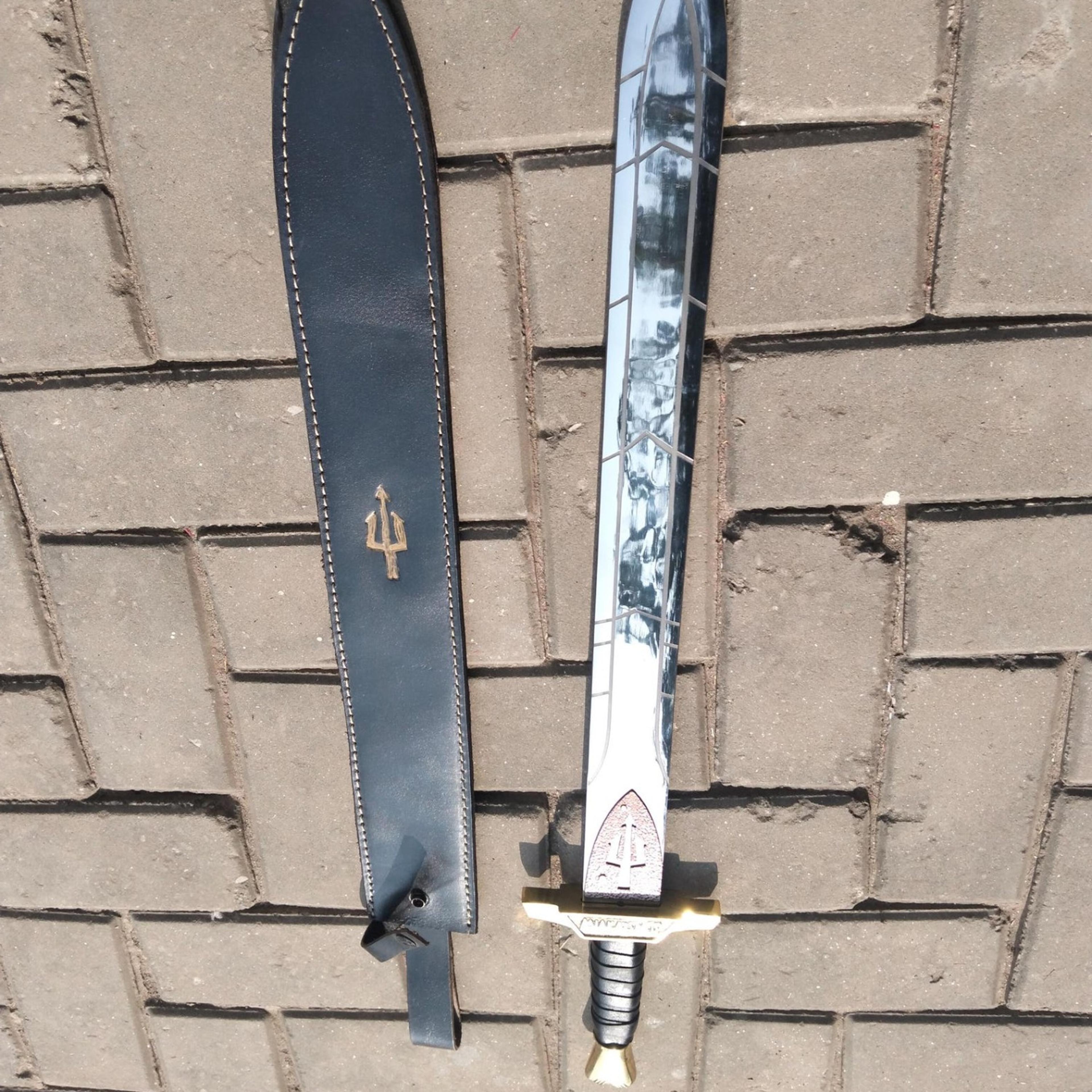 31in riptide anaklusmos sword replica stainless steel percy jackson fantasy blade with black sheath