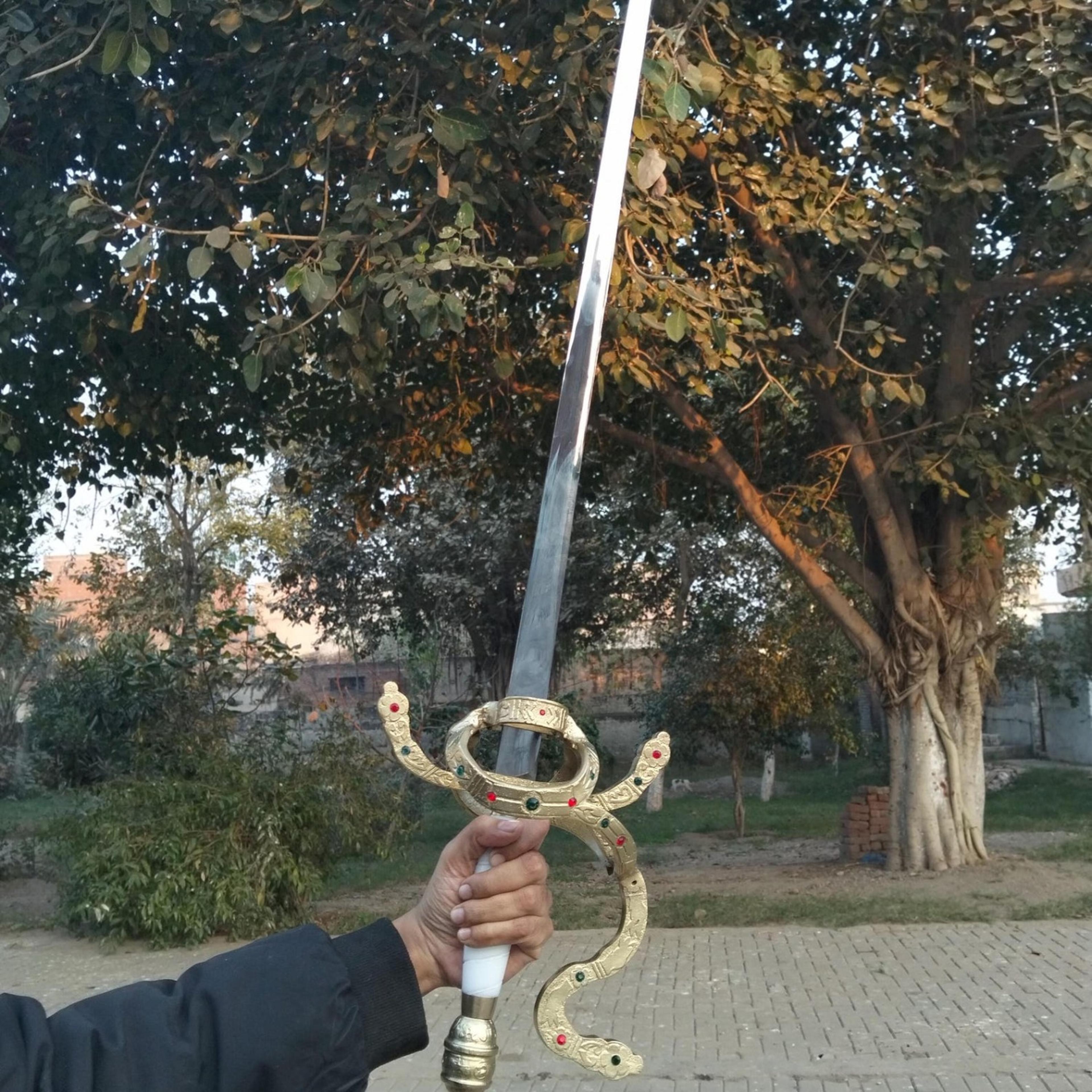 ornate royal rapier sword replica stainless steel blade gold swept hilt & scabbard for display & collectors