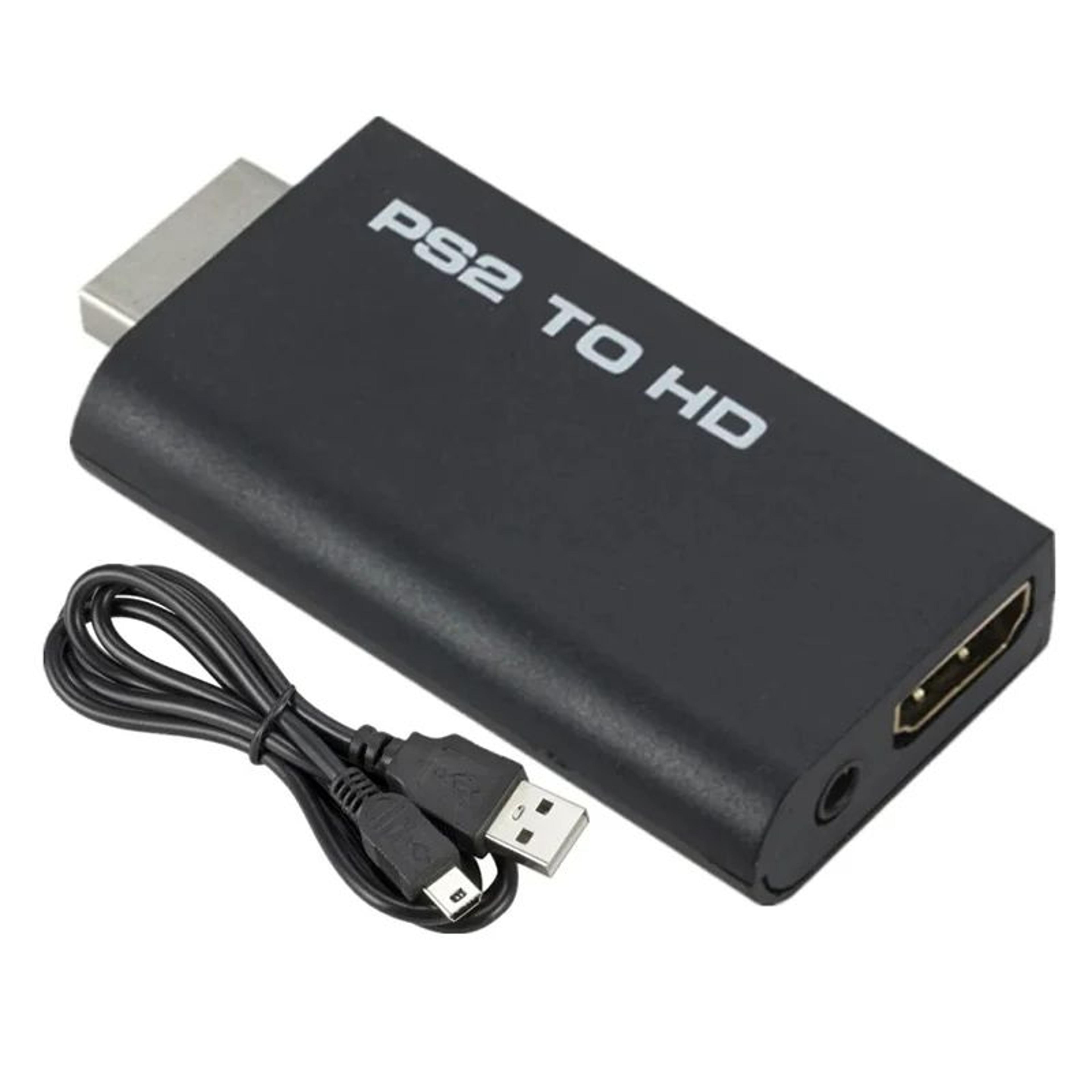 ps2 hdmi adapter, upgrade to hd with audio/video sync,supports 480i/480p/576i display modes (includes 3.5mm audio cable)