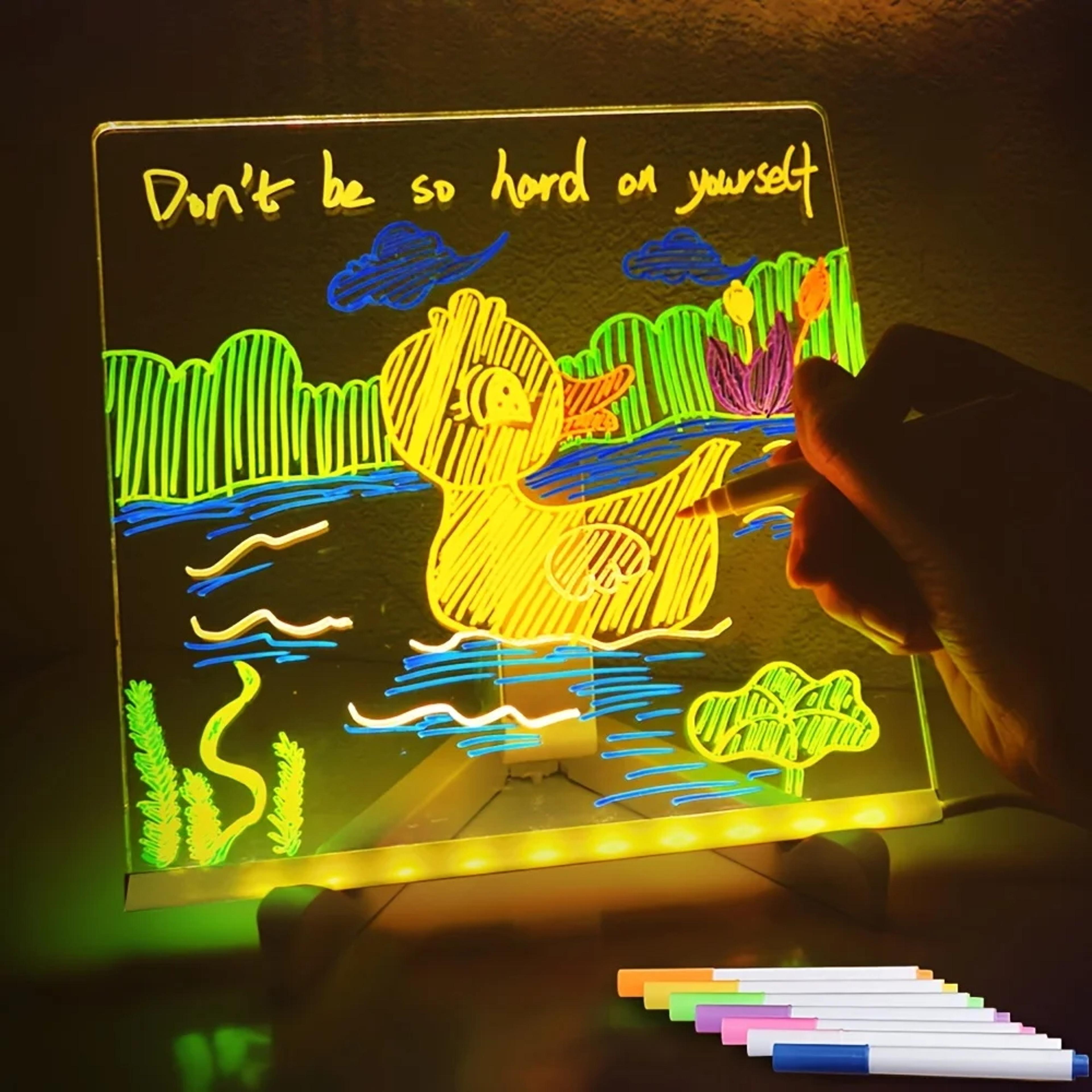 led light up acrylic message board, usb erasable drawing board for kids, bars & birthday gifts