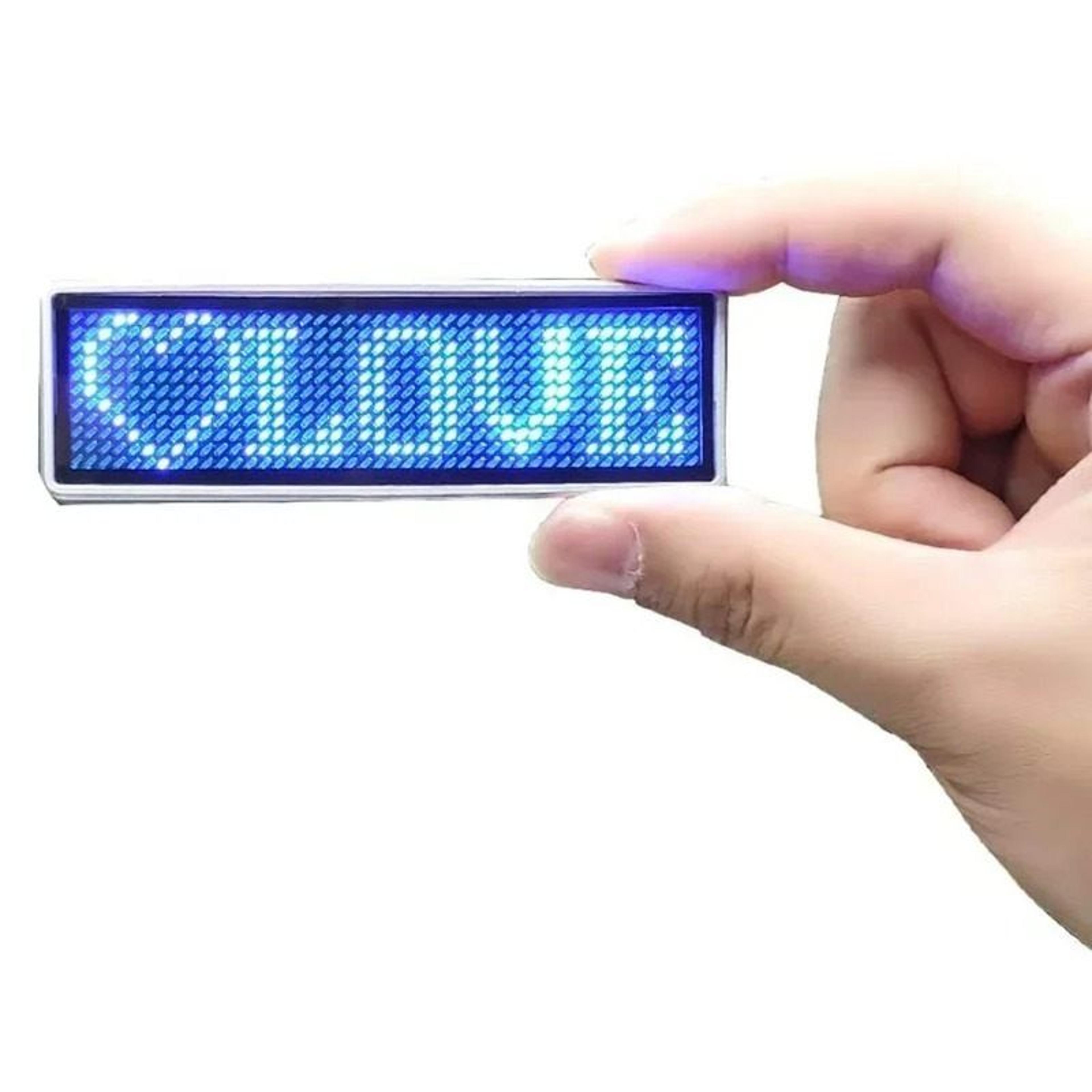 rechargeable bluetooth digital led name tag, diy programmable scrolling message badge with mini led display